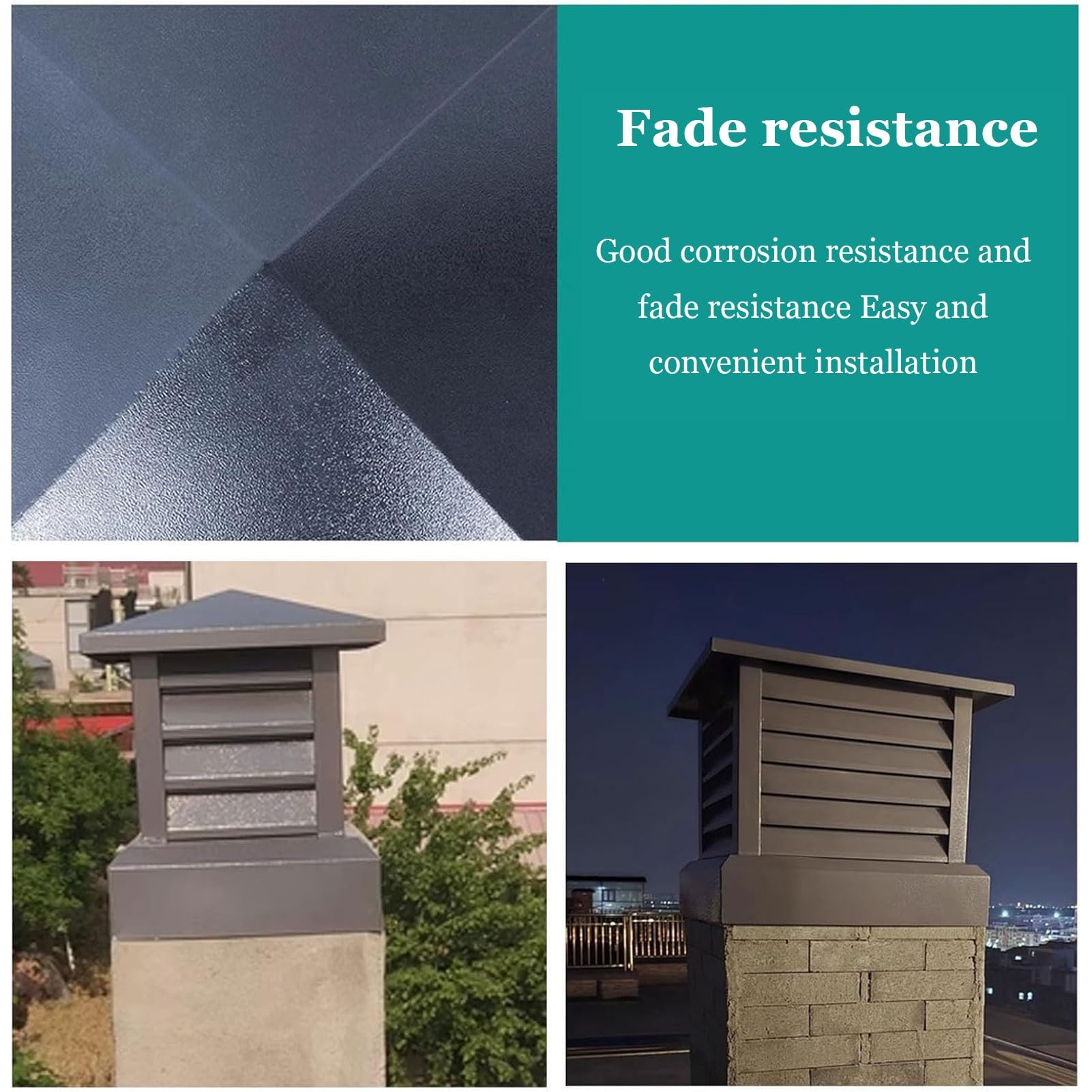 Villa Sombrero de Chimenea de Aleación de Aluminio, Sombrerete Chimenea Adecuado para Viviendas Residenciales, Chalés y Tejados de Cocinas(40x40cm/15.75x15.75in)