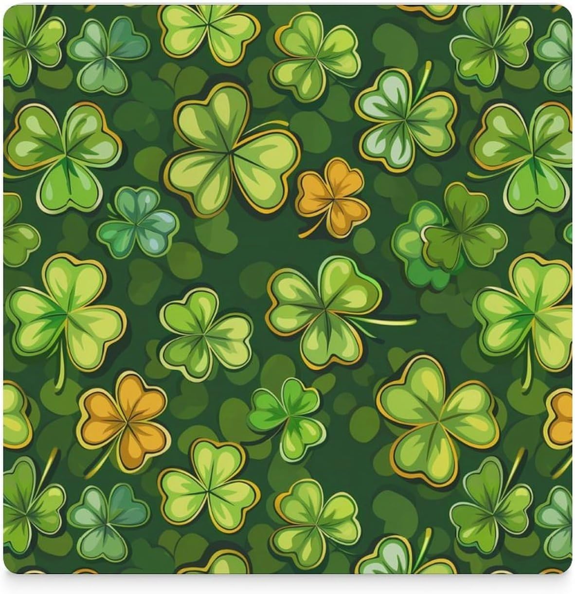 Irish Four Leaf Clovers Stpatrick's Day Coaster for Drinks Square Ceramic Table Coasters Stone Mat Crafts 4PCS Home Kitchen Decor