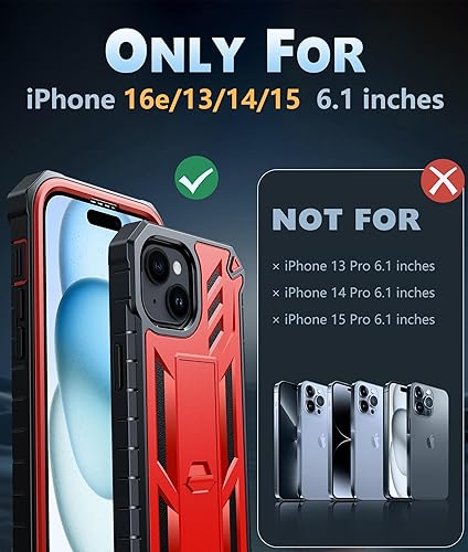 Miniatura 10 de FNTCASE Funda para iPhone 15 protección completa a prueba de golpes de grado militar con función atril, doble capa con textura mate a prueba de