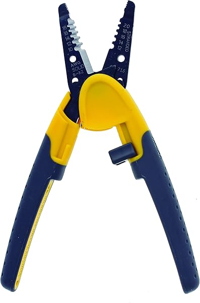 IDEAL Electrical 45-715 Kinetic Reflex T-Stripper - 10-18 AWG Solid, 12-20 AWG Stranded, Wire Stripper w/ Thumb Rest, Plier Nose, Slide Lock, Textured Grips