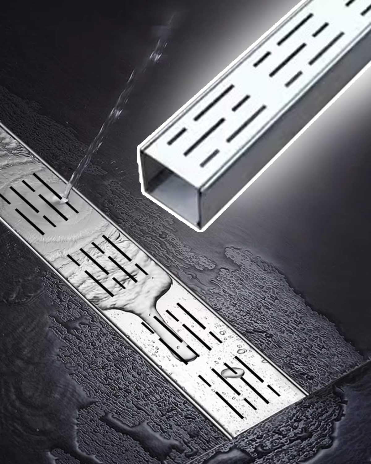 Grille de caniveau antirouille en inox pour évacuation d'eau de patio