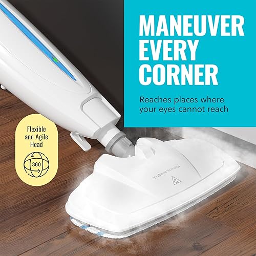 Miniatura 7 de PurSteam - Trapeador de vapor, limpiador de pisos de madera dura, limpiador de alfombras, cabezal giratorio de trapeador, 2 almohadillas lavables,