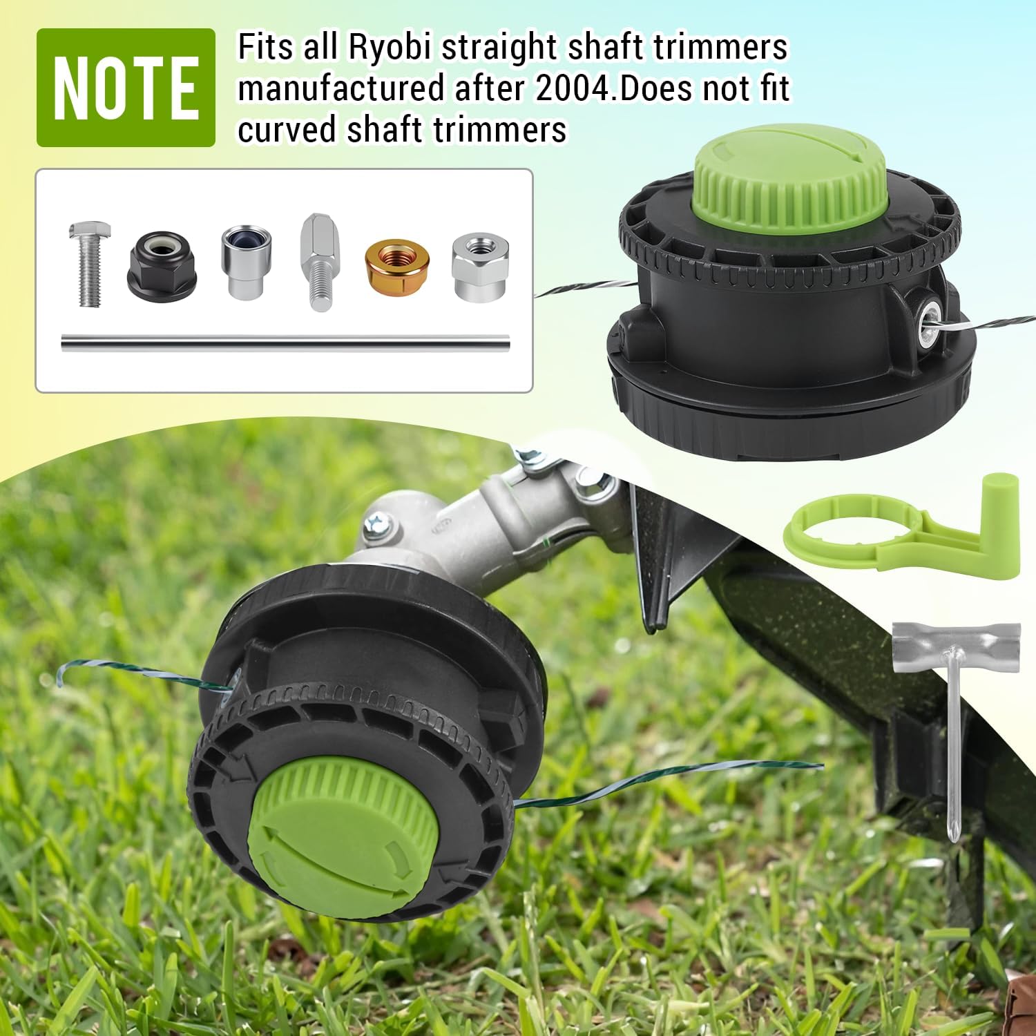 314608005 Weed Wacker Replacement Head for Ryobi Reel Easy+ Bump Feed Trimmer Head Straight Shaft RY15526 RY15527 RY15529