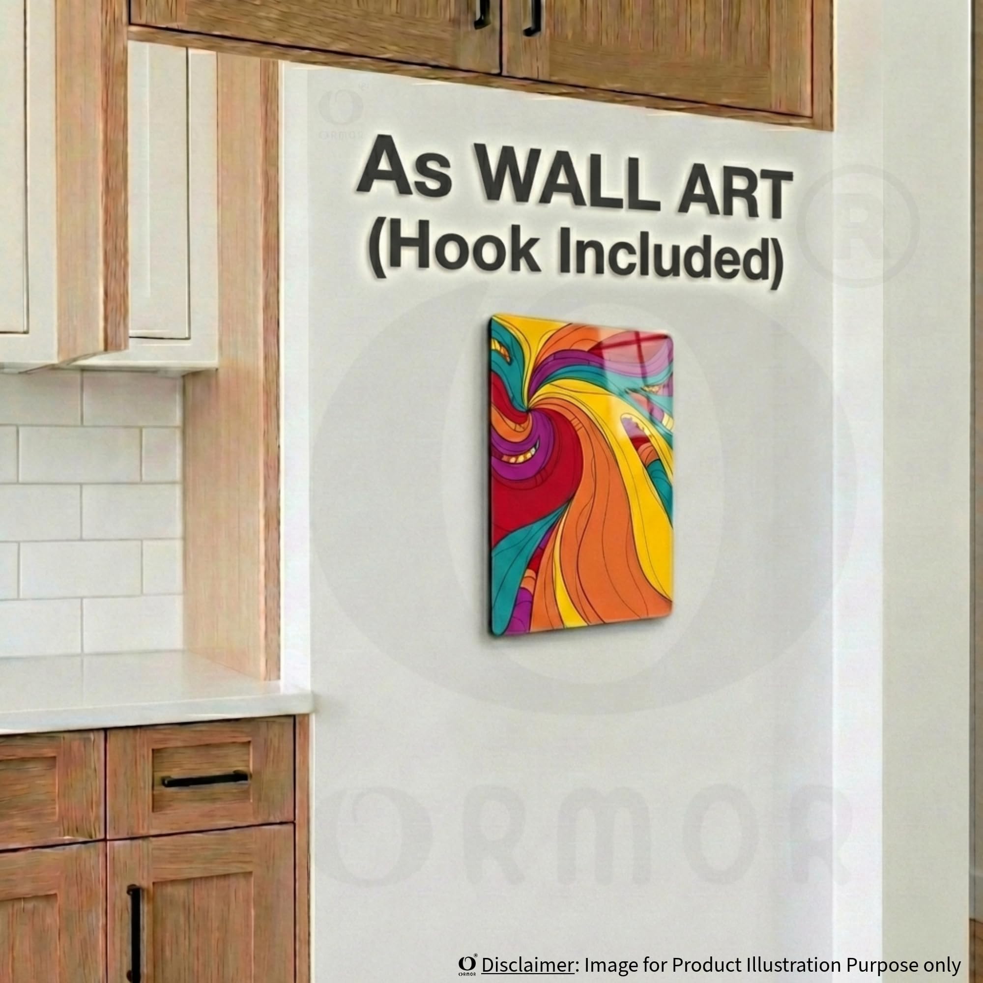 ORMOR Ganesh God Picture Fridge Magnet Acrylic Photo (4x6 inch, ART3) with Self Adhesive Wall Hook | for Display on Refrigerator, Wardrobe Almirah, Office Table | Paste on Wall Entrance, Puja Room Temple, Religious Art Home Decor Gift Item 3