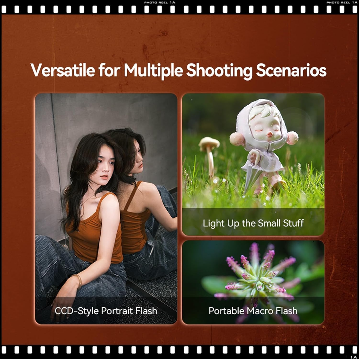 TTARTISAN M01 Mini Speedlite Camera Flash with J01 Wireless Flash Trigger, Range 3m, GN12, 5600K ±200K, Built-in Battery, 4 Power Levels, Hot Shoe Fill Light for Canon, Fuji, Sony, Nikon, Leica