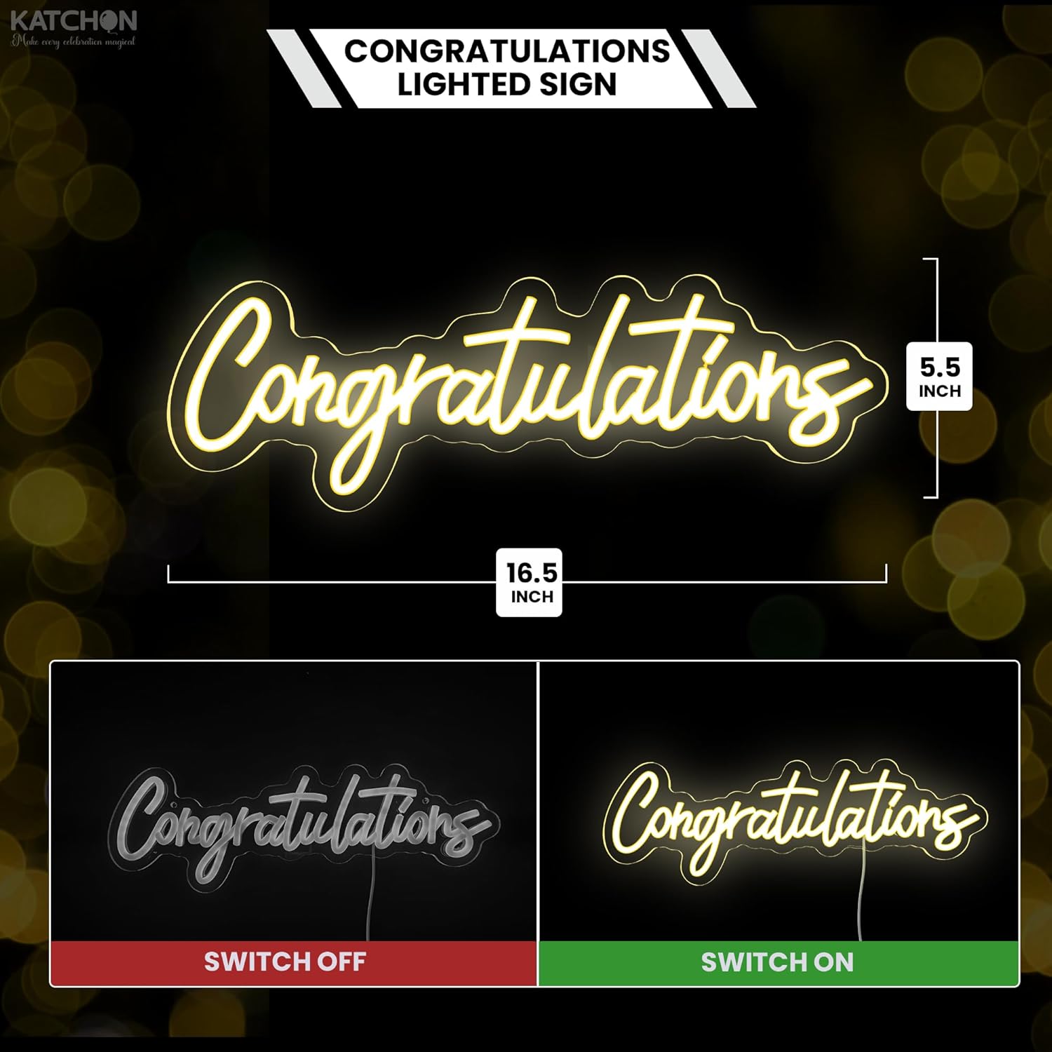 Graduation Decorations 2026 | Congratulations Neon Light Sign | Congratulations Light Up Sign | Graduation Decorative Lights | Backdrop for Grad Decorations Class of 2026, KatchOn