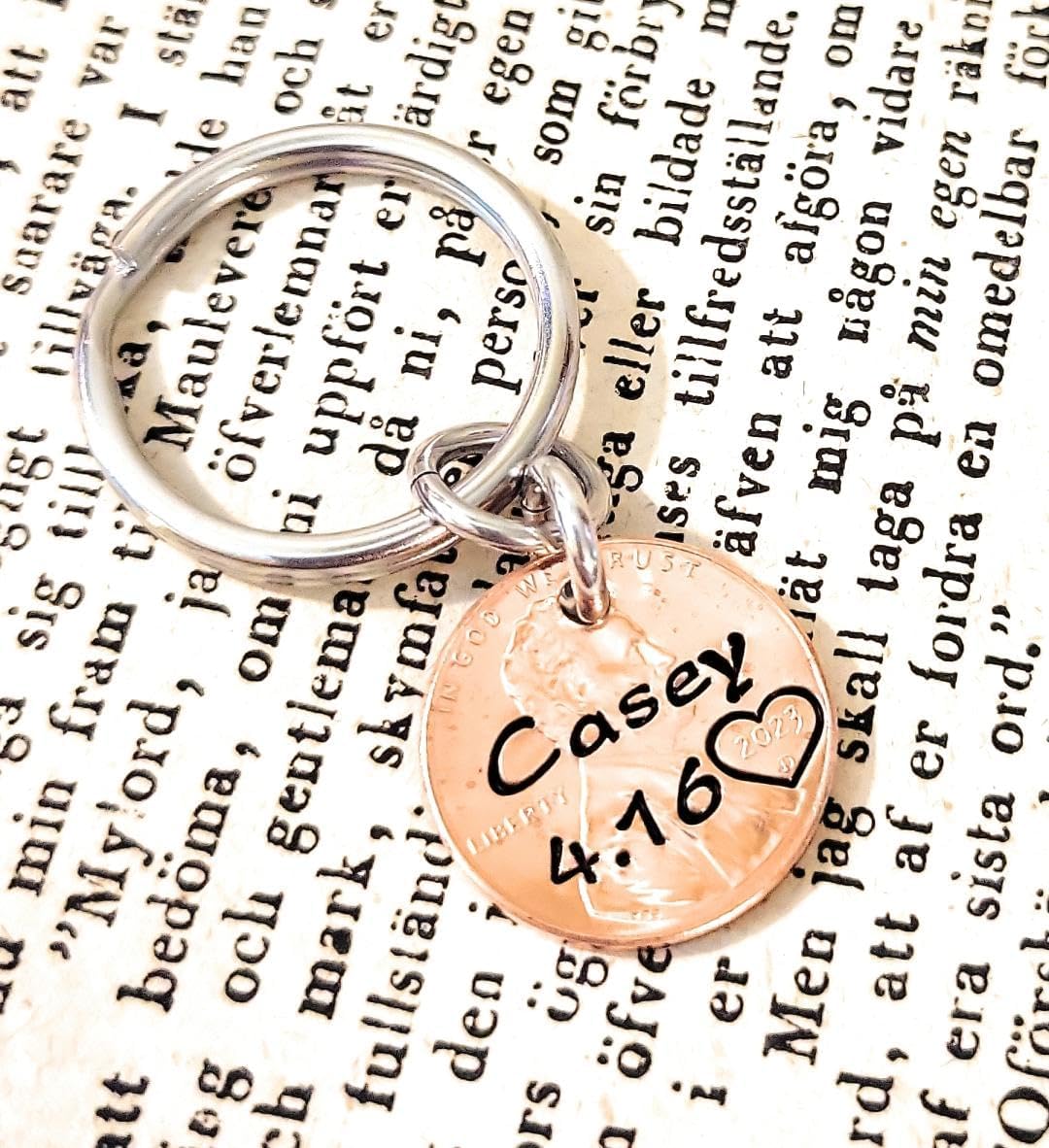 Tucker's Trinkets And Treasures Personalized Anniversary Year Penny Key Chain, Anniversary Date, Name, Initials, Personalized - Image 5