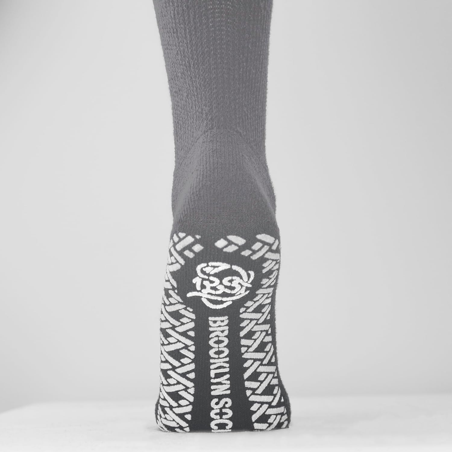 Brooklyn Socks Non-Skid Cotton Diabetic Neuropathy Crew Socks, Non-Binding Traction Control - 3 Pairs, Grey, Size: 13-16 - Image 2