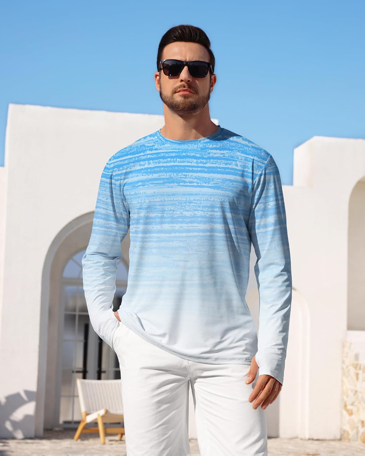 BOJIN Rash Guard for Men UPF 50+ Quick Dry Long Sleeve SPF UV Running Fishing Workout Athletic Sun Protection Shirt