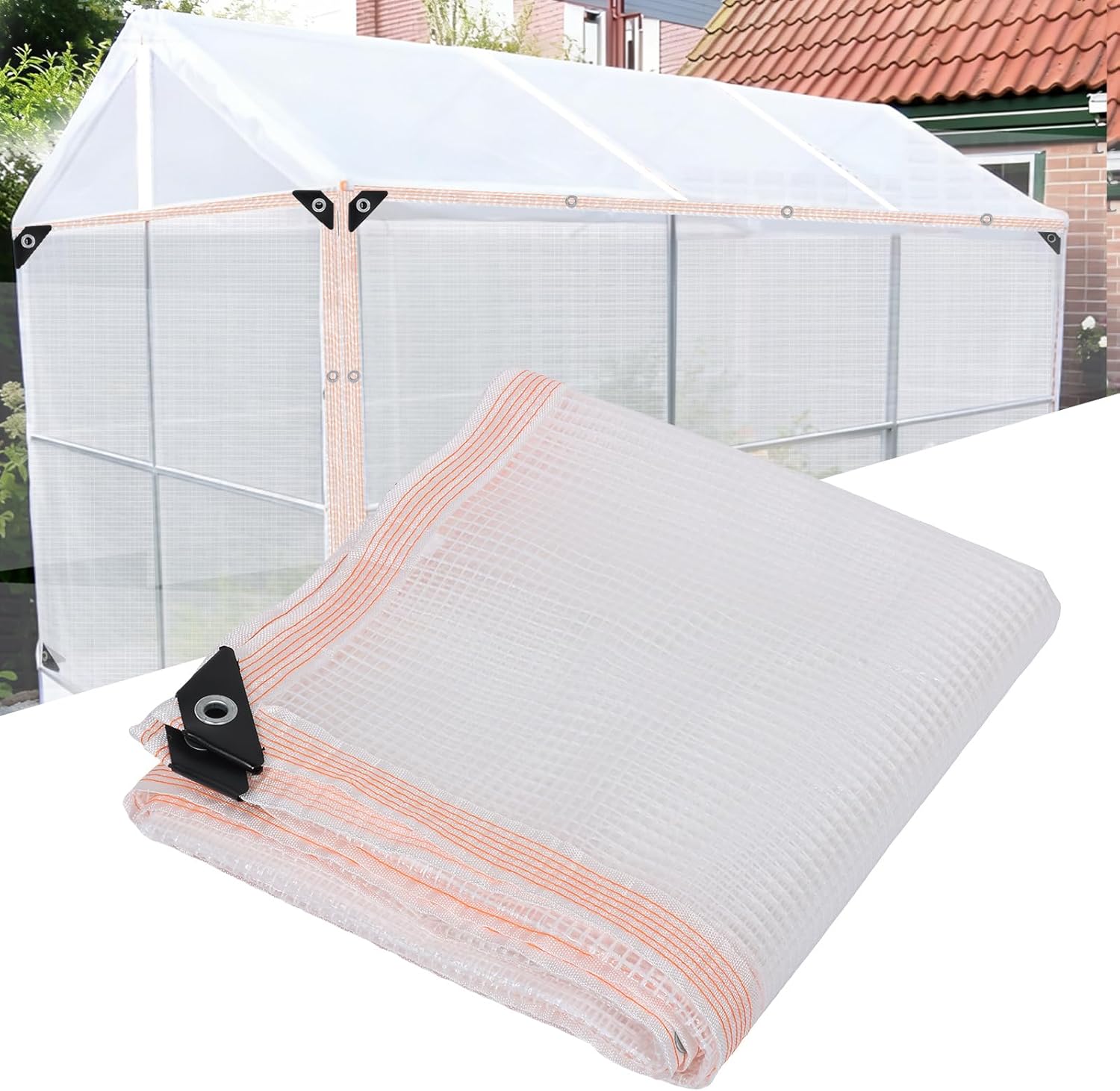 THDUJAY﻿ 2 Pack Greenhouse Plastic Sheeting,18 Mil 10x10 FT Clear Tarp,Heavy Duty Waterproof Cover, Puncture Resistant with Lock Stitch Edges,for Farm Plants,Garden,Chicken Coop