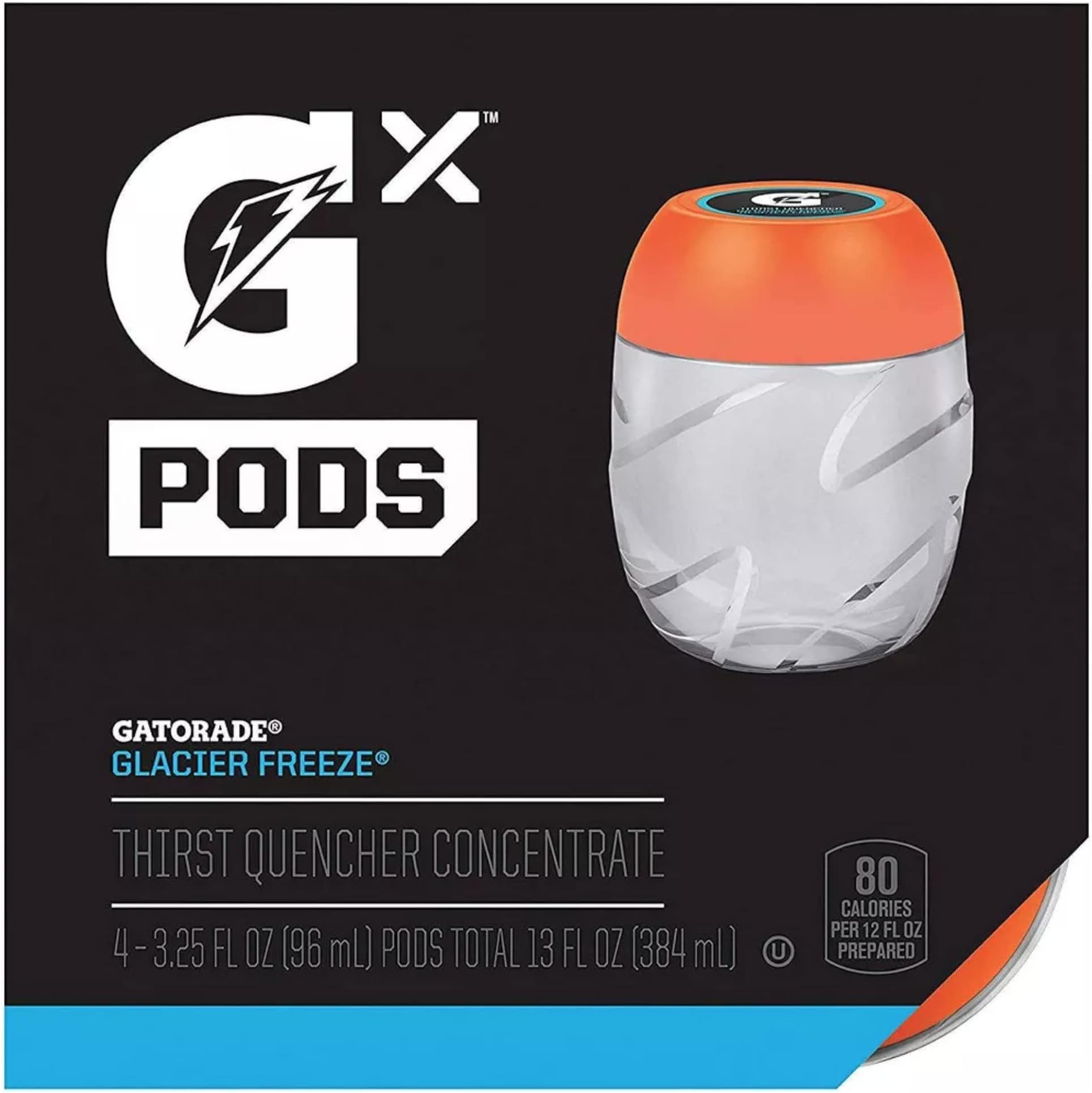Gatorade Gx Hydration System, Non-Slip Gx Squeeze Bottles Or Gx Sports Drink Concentrate Pods (4 Count) (Glacier Freeze)