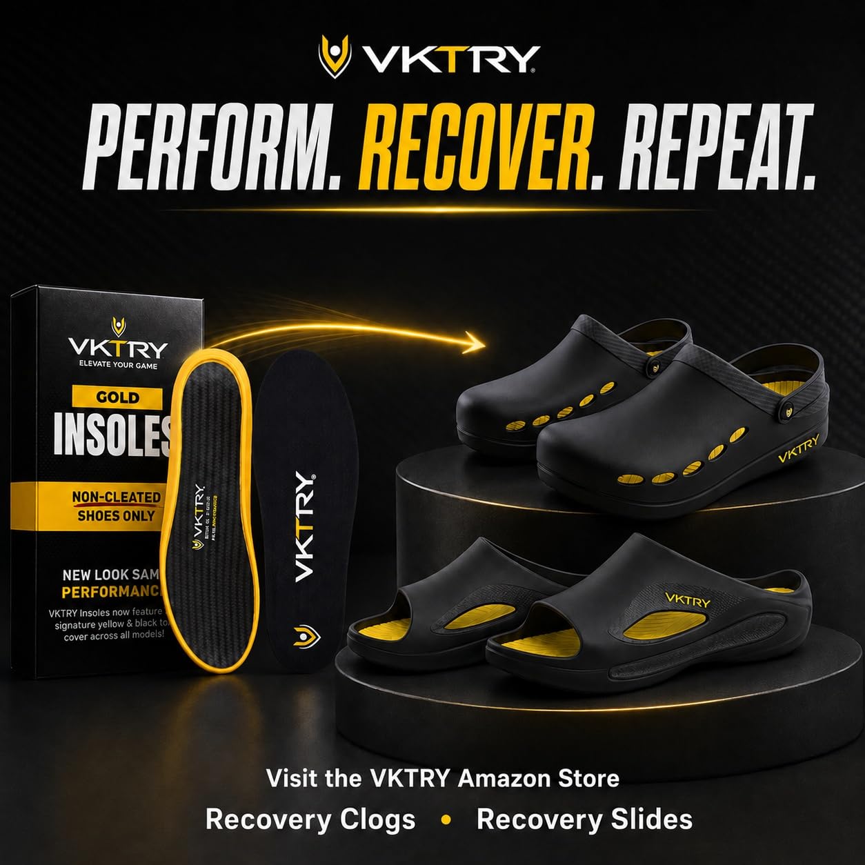 VKTRY Wkładki Performance - złote VK do sportów Cleated - Wkładki do butów amortyzujących wstrząsy z włókna węglowego - piłka nożna, baseball, softball, lacrosse, jazda na rowerze, rugby i inne, waga