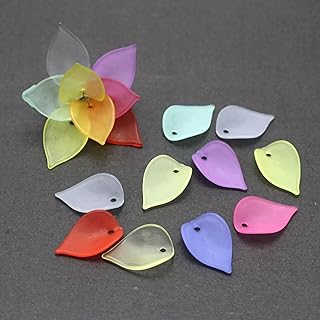 200 Cuentas de Hojas de pétalos de acrílico Esmerilado de Colores Mezclados, dijes de Flores de 14 x 20 mm, joyería predeterminada