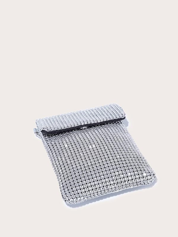 Verdusa Women's Crossbody Bag Glitter Rhinestone Evening Bag Purse Sequin Wedding Handbag Silver one-size by Verdusa - Used condition - Image 3