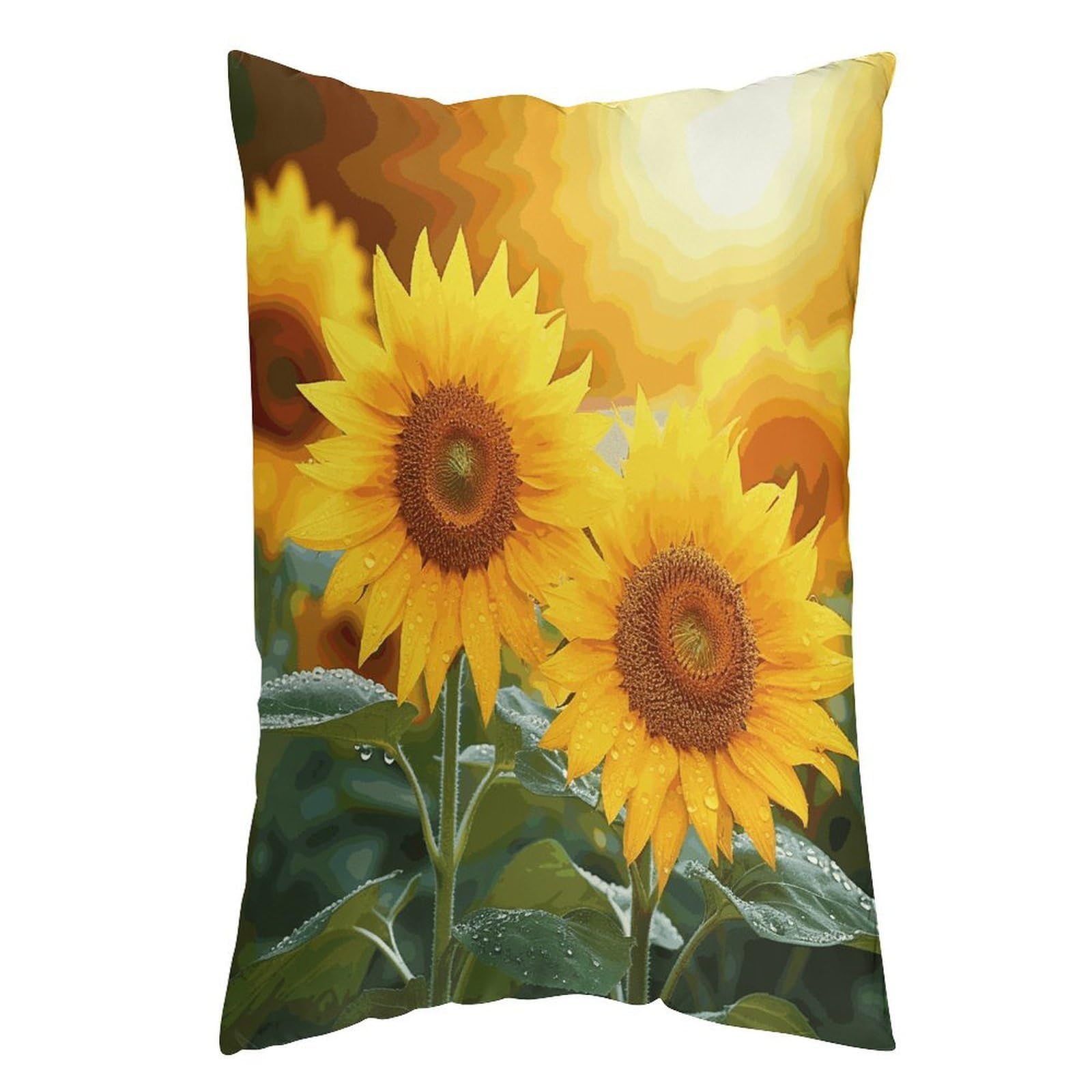 LDGSUPH Sunflower Flowers Pillow Cases Soft Pillowcase with Invisible Zipper Wrinkle Resistant Pillow Covers Breathable Removable Pillow Protector for Bed Sofa Car 16 "x24