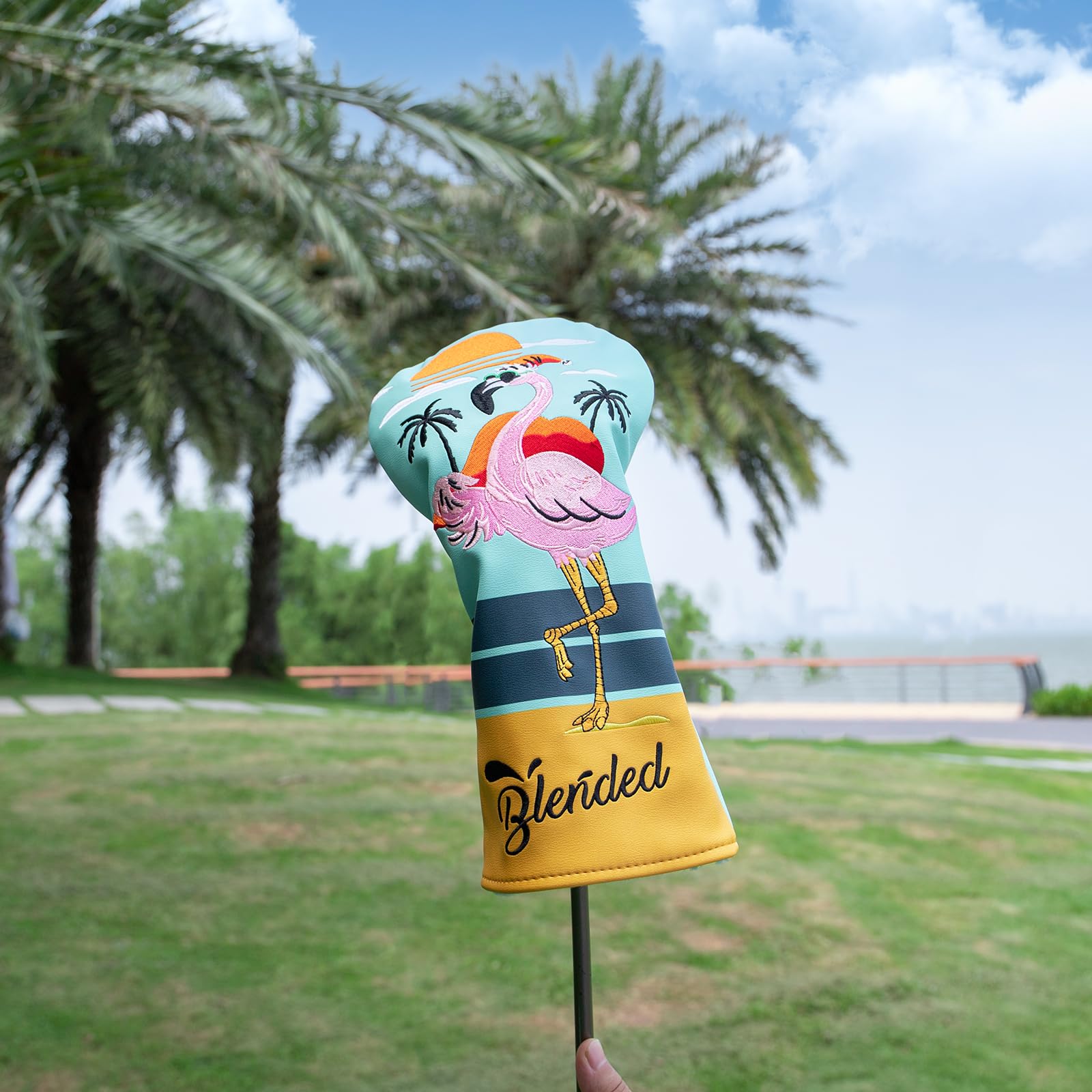Golfschlägerhaube, Flamingos, Fahrer-Abdeckung, Fariway-Holz, Hybrid-Schlägerhaube, Leder, Golfschlägerhaube, Passend für alle Marken