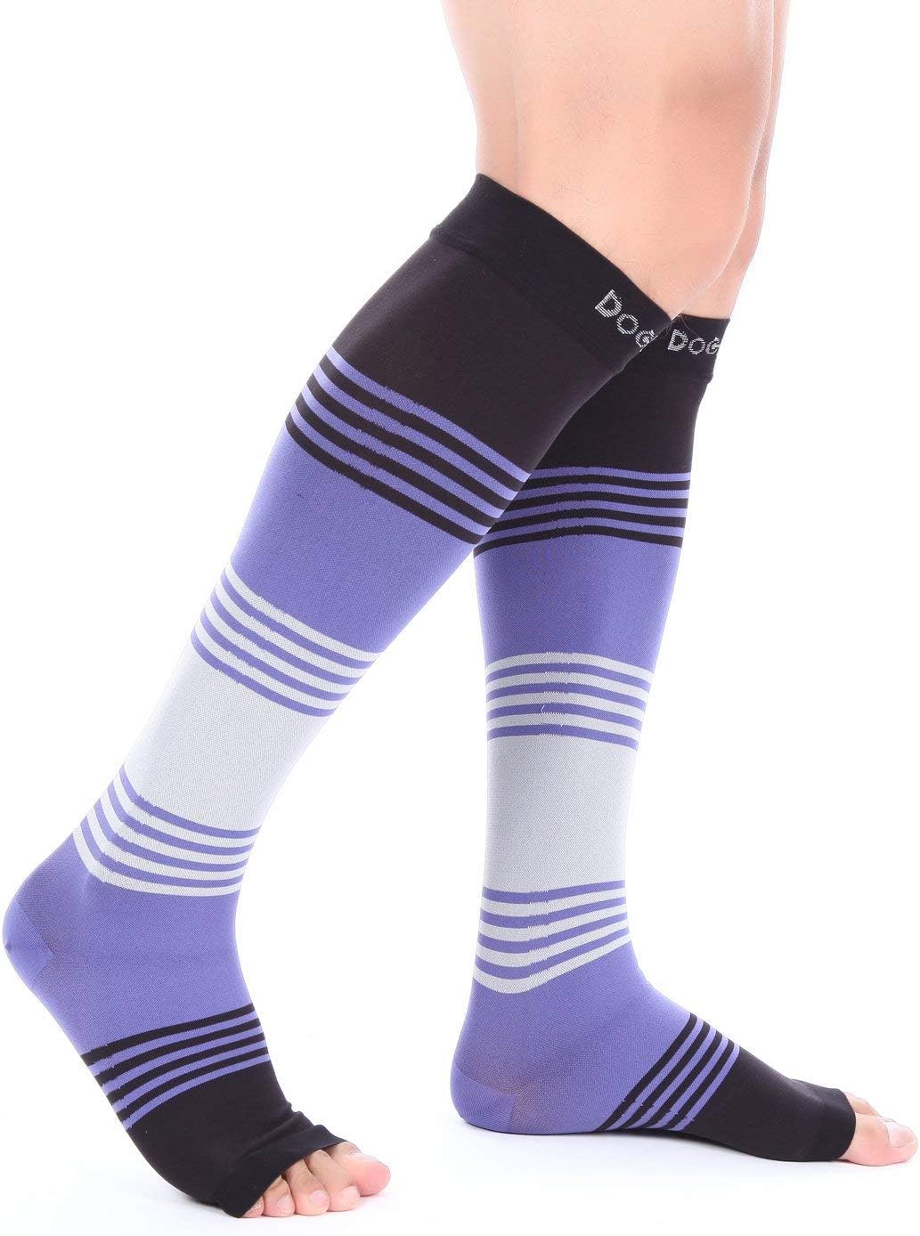 Doc Miller Open Toe Compression Socks for Women & Men 20–30 mmHg, Toeless Knee High Leg Sleeves for Support, Pain Relief, Swelling, Varicose Veins, Nurses & Pregnant Women, 1 Pair - Image 8