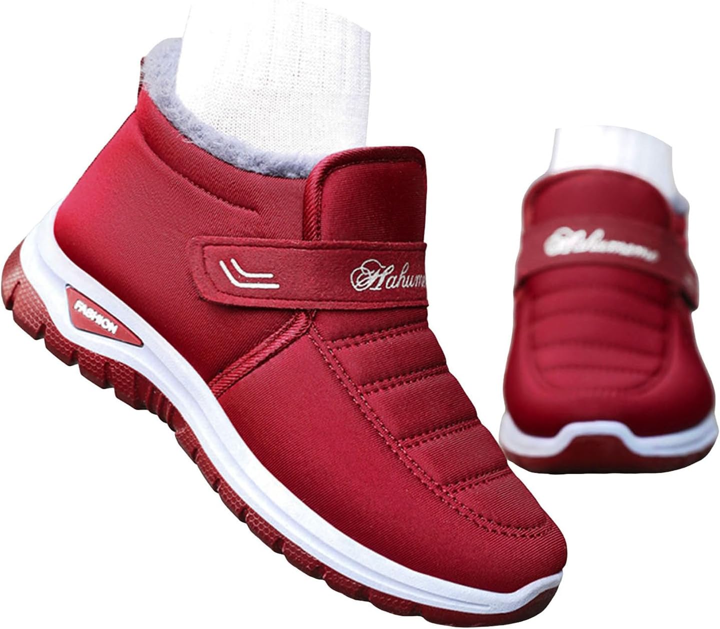 Winter Boots for Women Men Waterproof Warm Fur Lined Snow Boots Platform Lug Sole Ladies Short Ankle Booties Comfortable Lace Up Sports Sneakers Anti-Slip Outdoor Hiking Walking Shoes