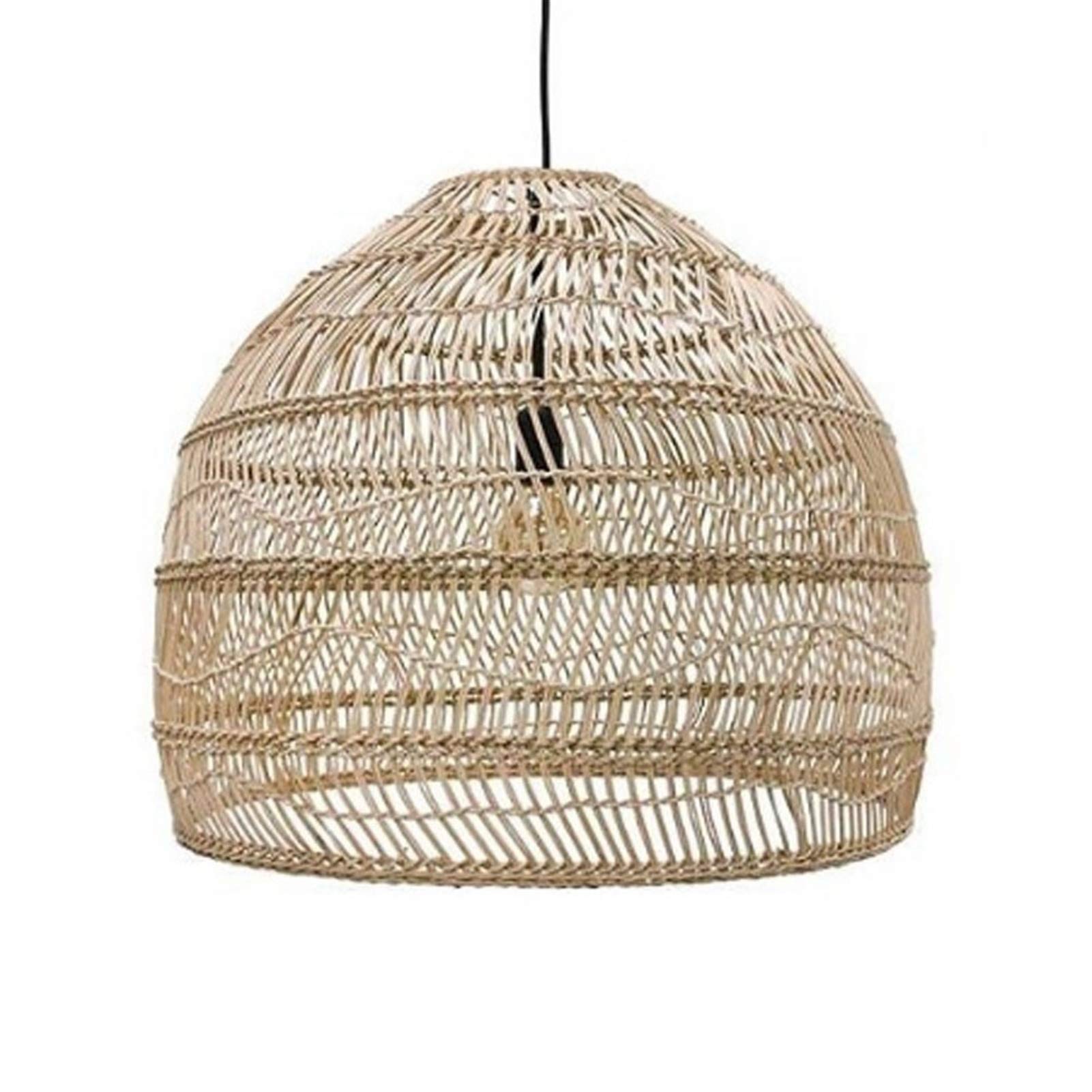 Lanterne en bambou tressé main E27 lustre rétro chic - 5