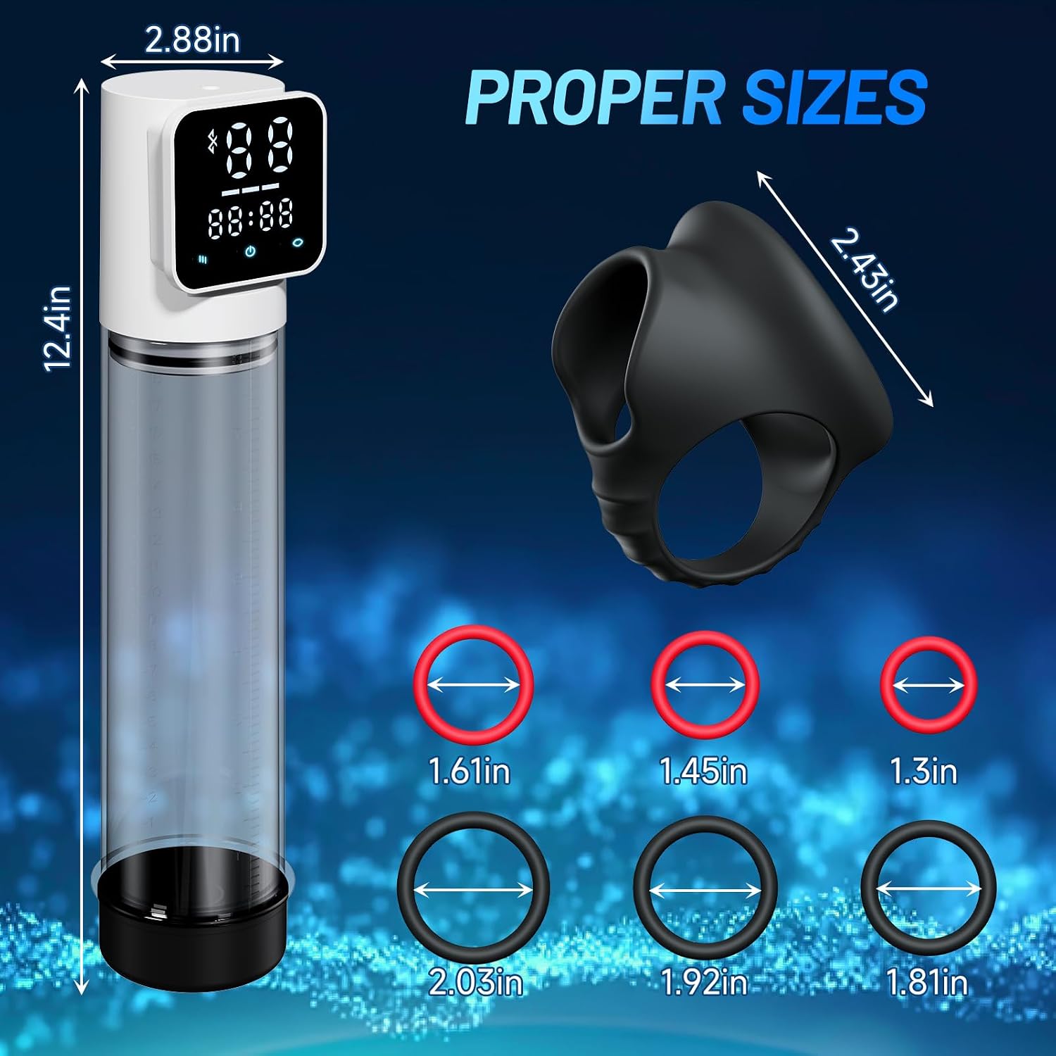 Electric Penis Pump - Male Sex Toys for Men Automatic Vacuum Enlargement Pump with 10 Suction Cycle Intensities & Digital Display, Male Masturbators Adult Toys Erection Device with Cock Ring (White)