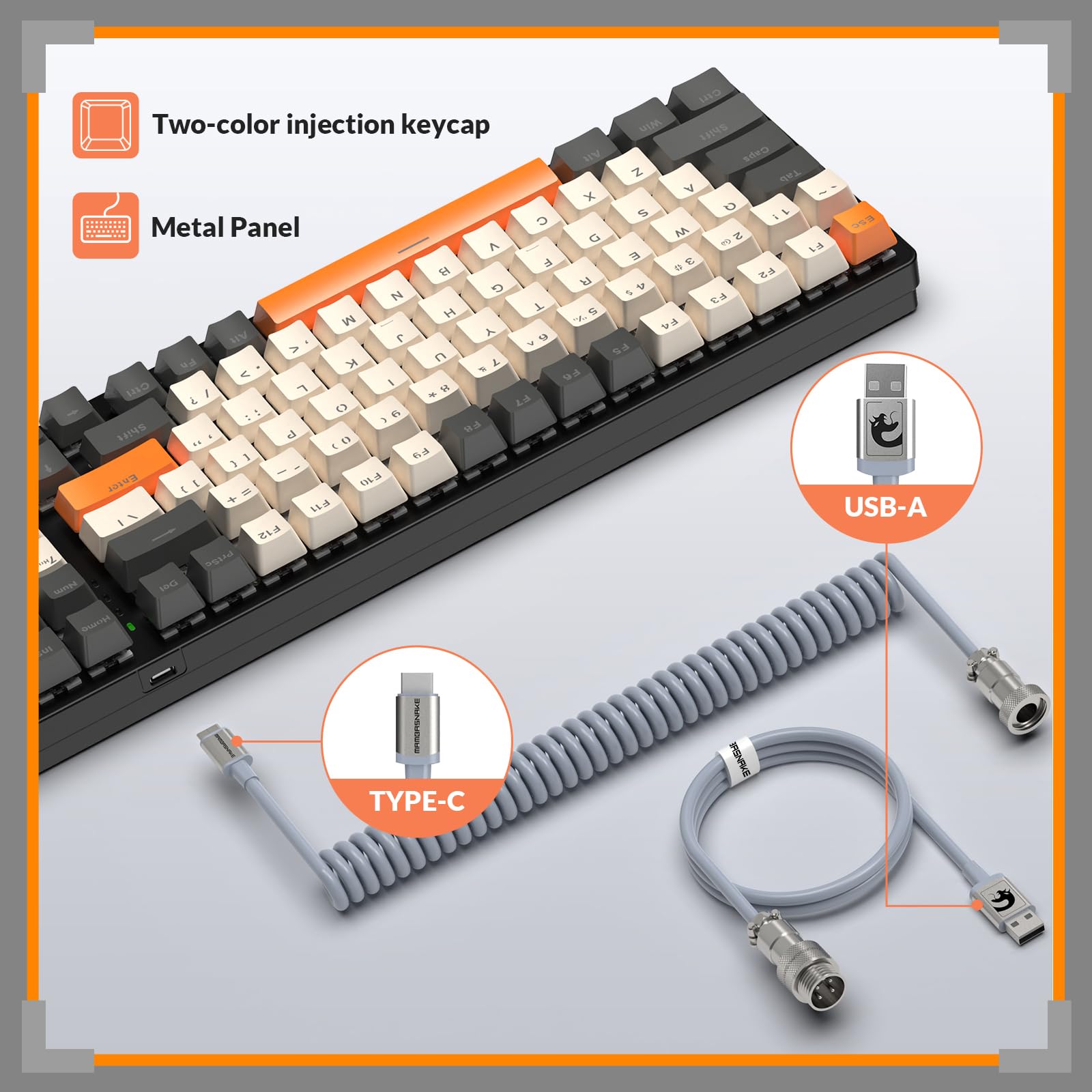 ZIYOU LANG K3 PRO Przewodowa Mechaniczna Klawiatura Gier, Podświetlenie RGB, 96% Ultra-Kompaktowa Z Klawiaturą Numeryczną, Przełącznik Niebieski Klikający Z Kablem 8000Hz, USB-C Do USB-A - Ciemnoszary
