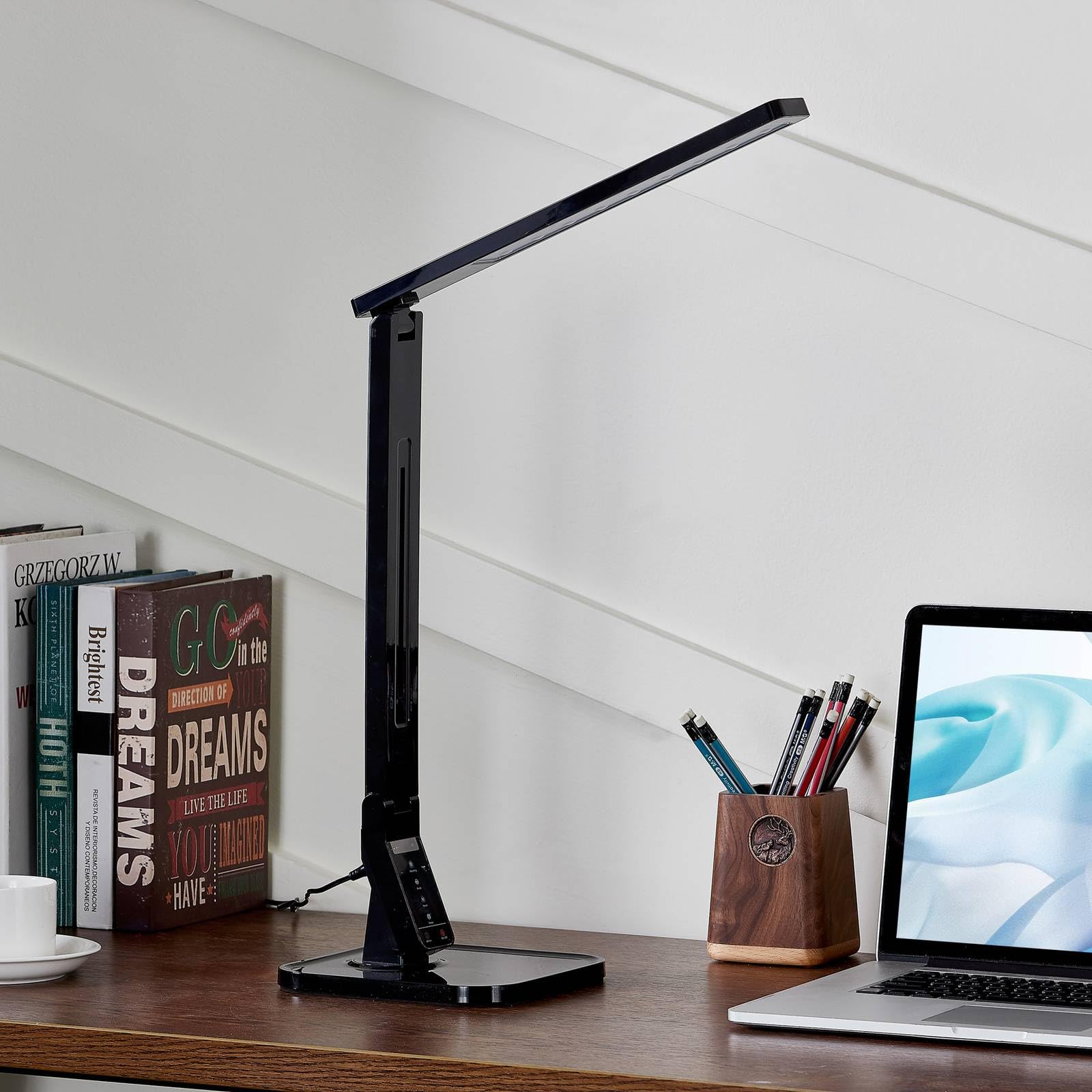 LED Lámpara de mesa 'Eleni'con dimmer táctil (Moderno) en Negro hecho de Plástico (1 llama,) de Lindby | lámpara de mesa LED