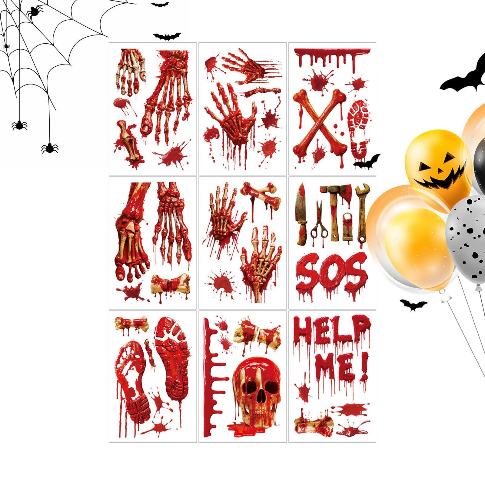 Autocollant fenêtre Halloween 3D empreintes stickers maison hantée