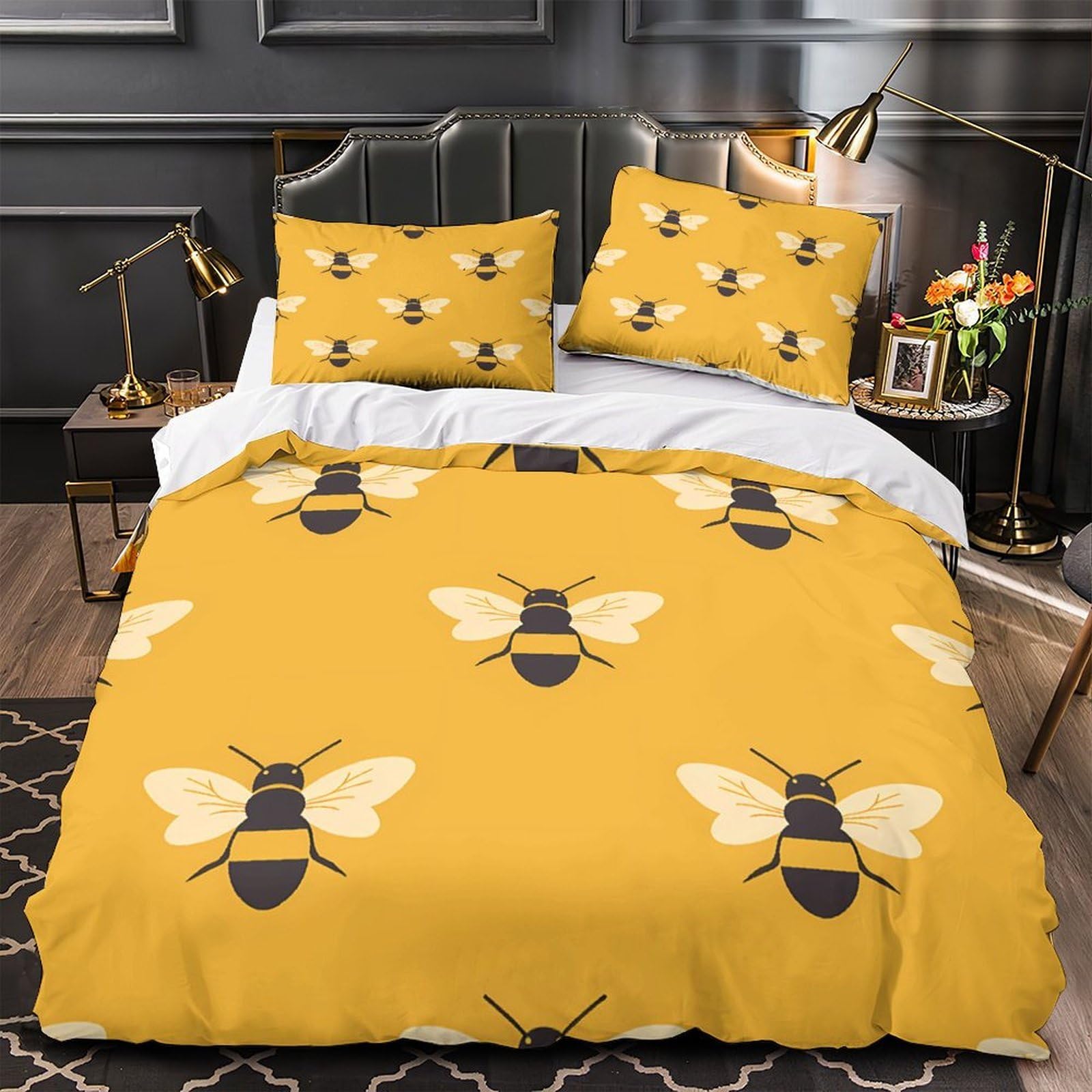 Housse de couette microfibre hypoallergique 3D abeille lit confortable