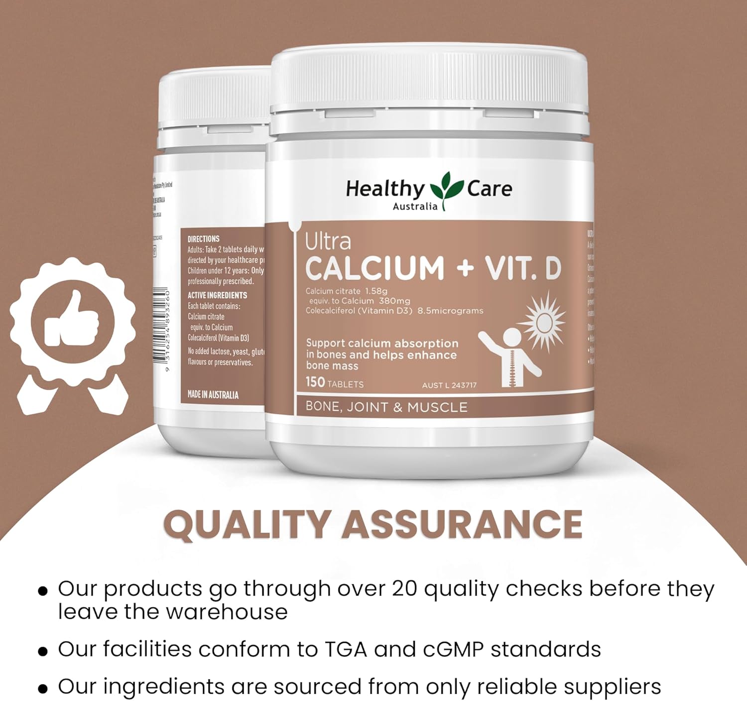 Healthy Care Ultra Calcium Plus Vitamin D 150 Tablets