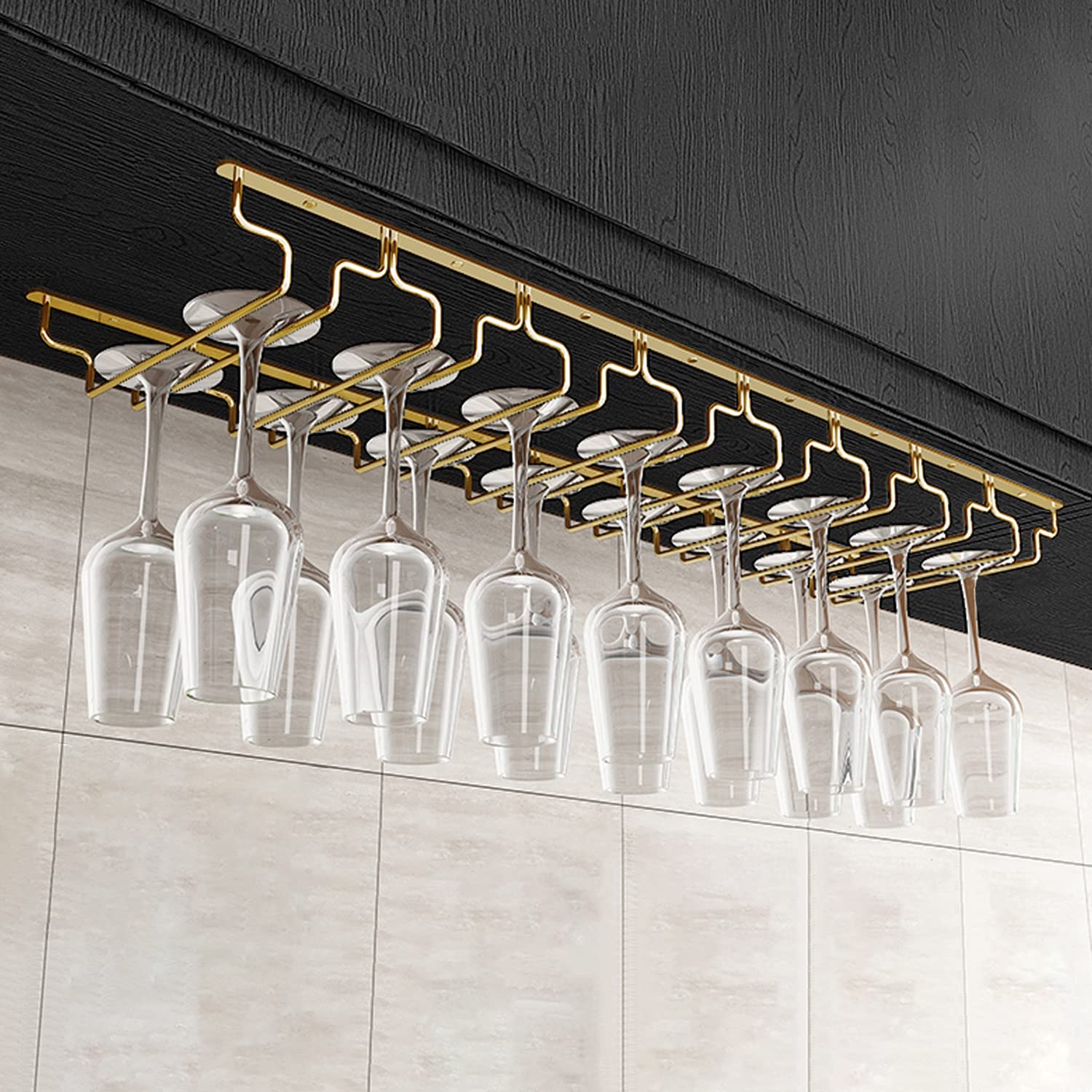 Amazon｜KUZRZNH ワイングラスホルダー 吊り下げ 8列 グラス
