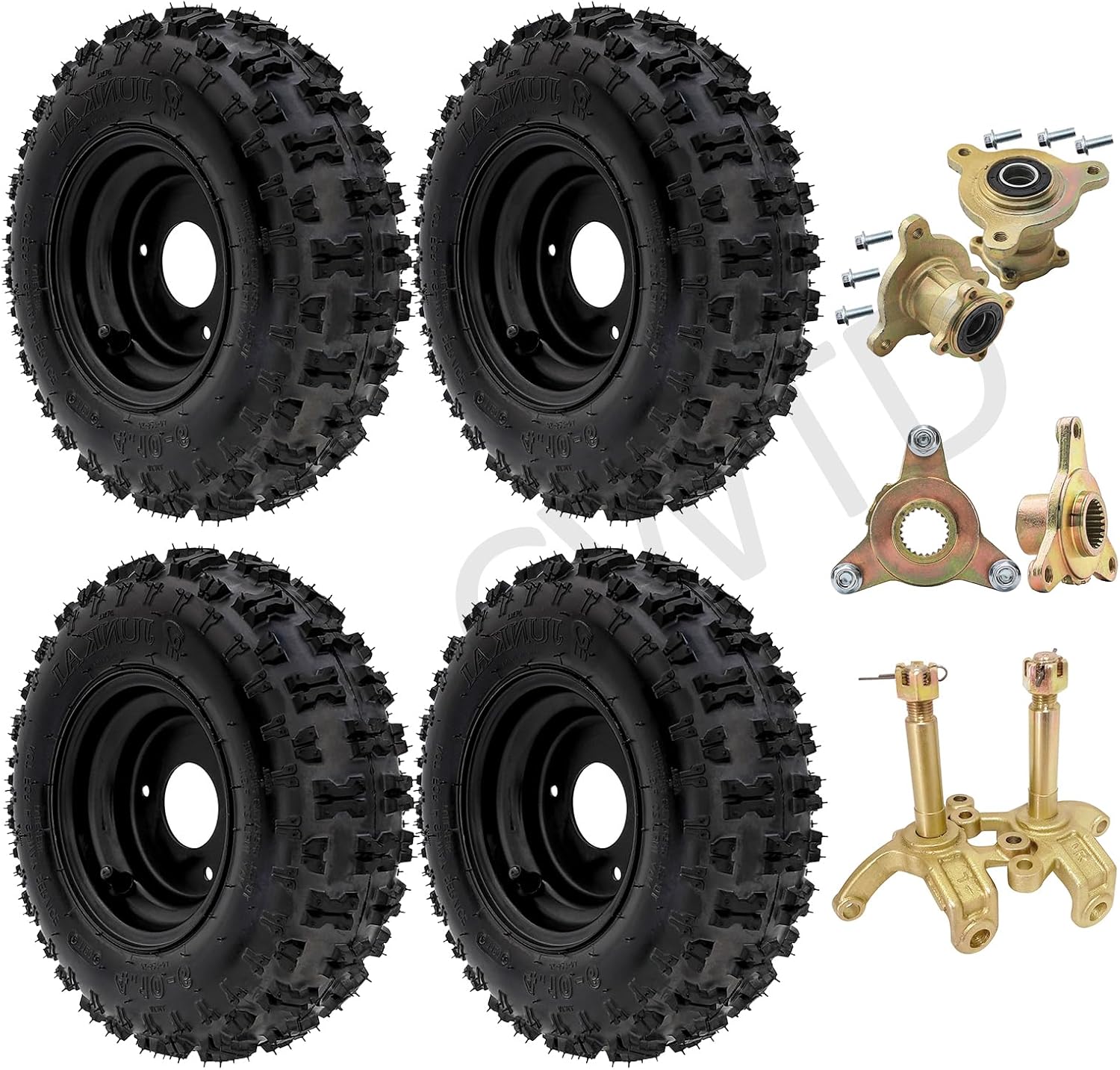 CWTD HeavyDuty 4.106 Go Kart Wheels 4Pack Set, 6Inch Rim with 23T Rear Axle Hub