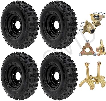 Heavy-Duty 4.10-6 Go Kart Wheels 4-Pack Set, 6-Inch Rim with 23T Rear Axle Hub, 3 Lug Wheel Hub, Compatible with ATV, Mini Bikes, Drift Trikes, Scooters and Lawn Mowers