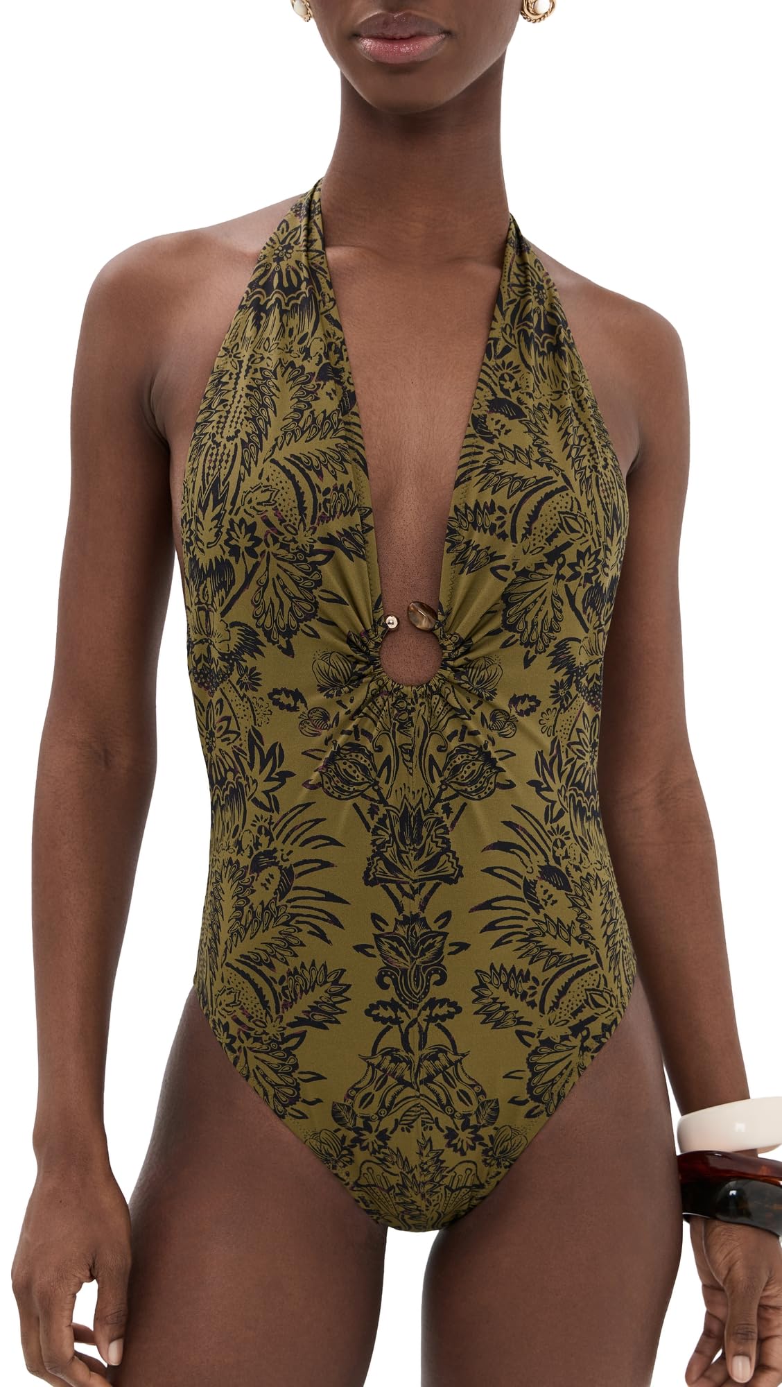 Ulla Johnson Womens Milos Halter Maillot Swimsuit