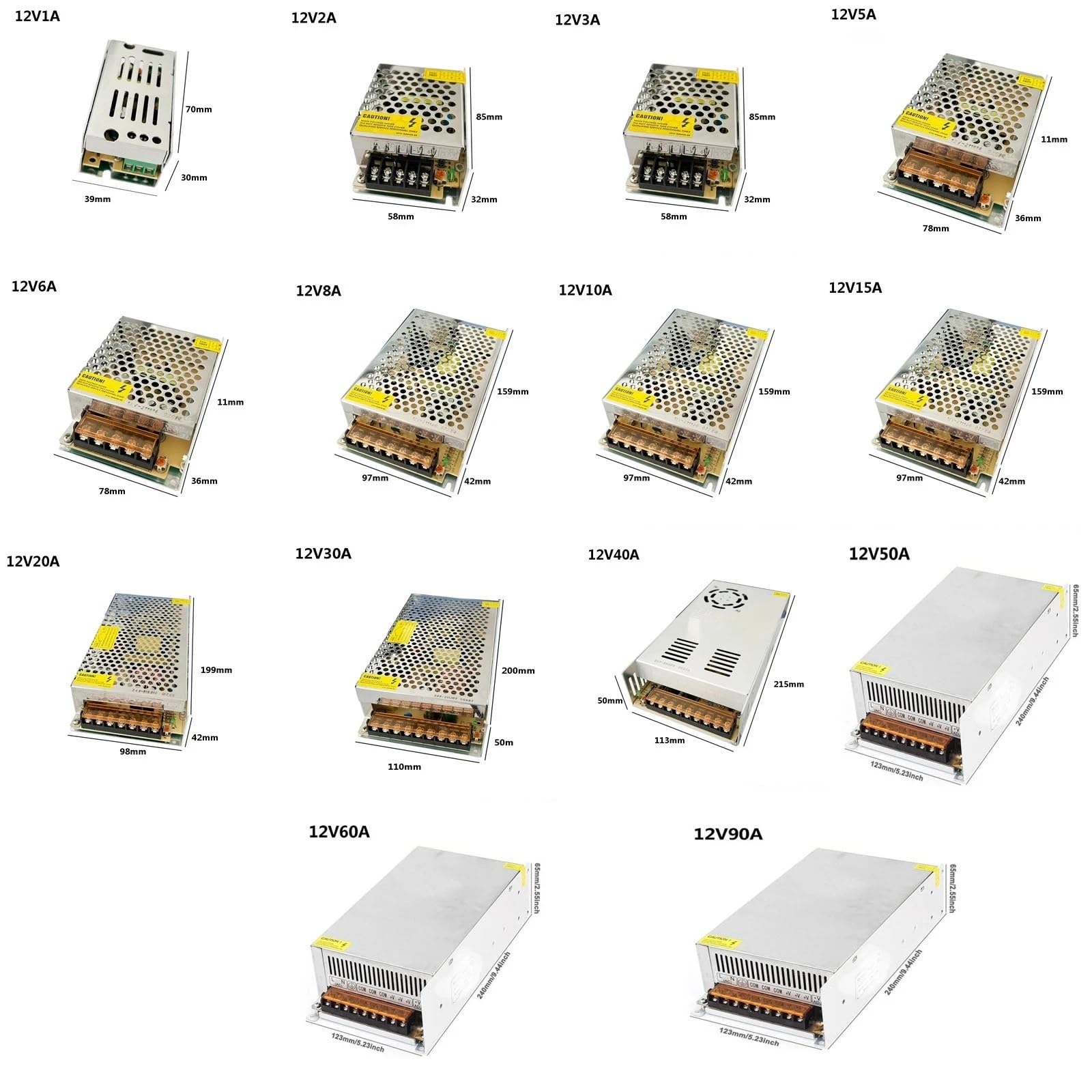 Trasformatore di illuminazione AC110V-220V a DC 12V, adattatore di alimentazione 2A 5A 10A 15A 20A 30A, interruttore per nastro LED, 1 pezzo(20A,110V)