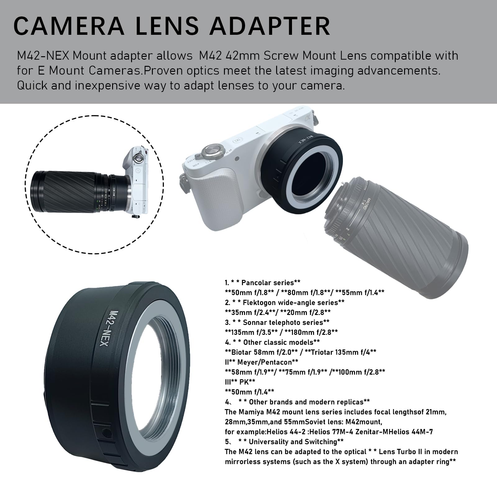 Hersmay Objektivadapter - Nikon F Auf Sony E-Mount Für A6000 A7 Series