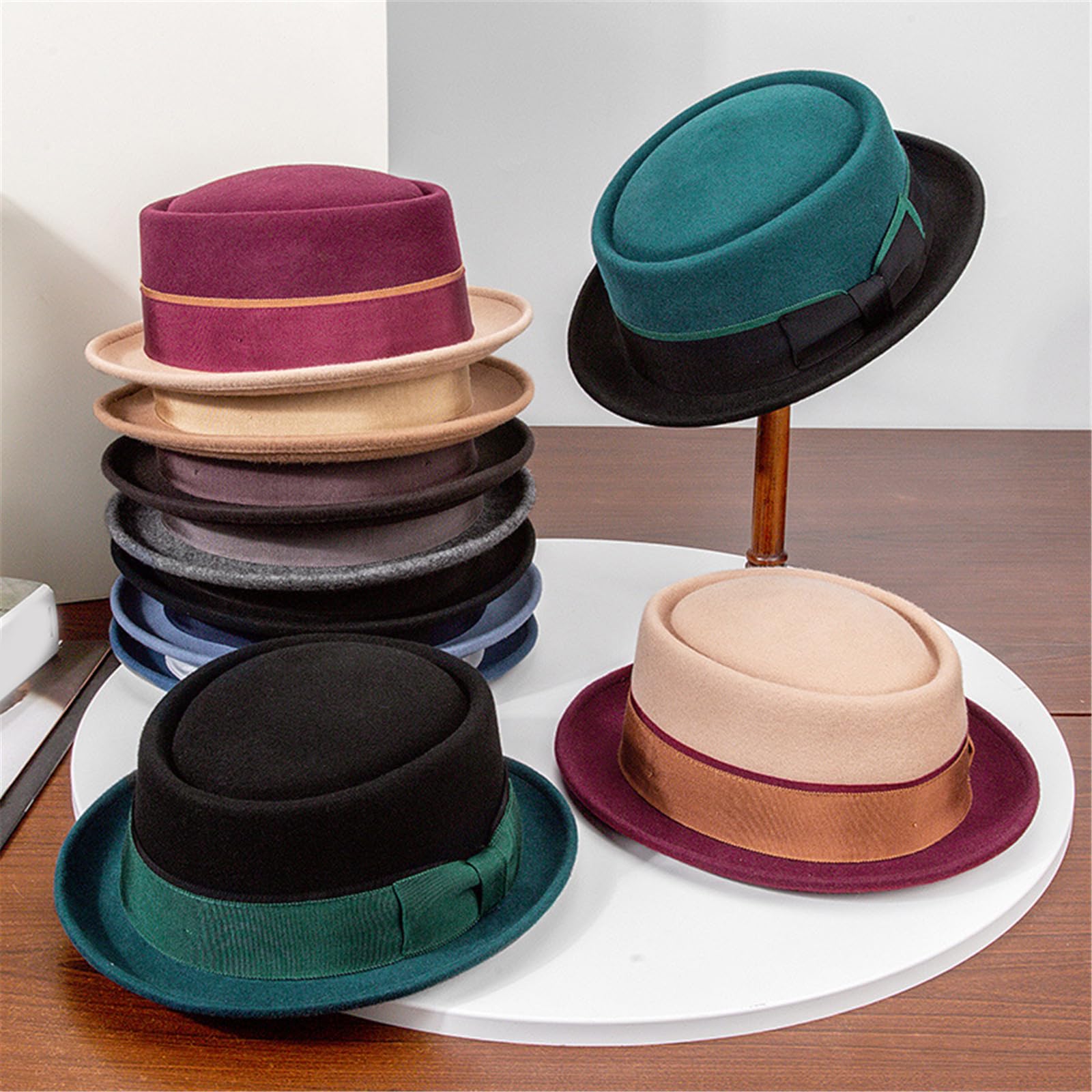 LUOFENG Cappello di lana Fedoras Panama esotico elegante Homburg per le donne Lady Photo Props Western per Stage Live Show Headwear