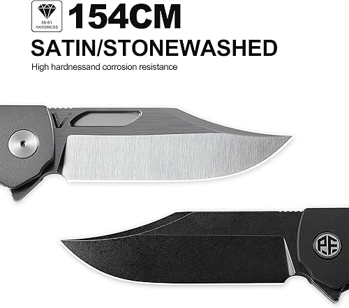 Miniatura 5 de Petrified fish PFP03 Victor, hoja de satén K110 de 3.58 pulgadas, 4.94oz Micarta Handel Flipper Liner Lock Cuchillo plegable (verde lavado a la