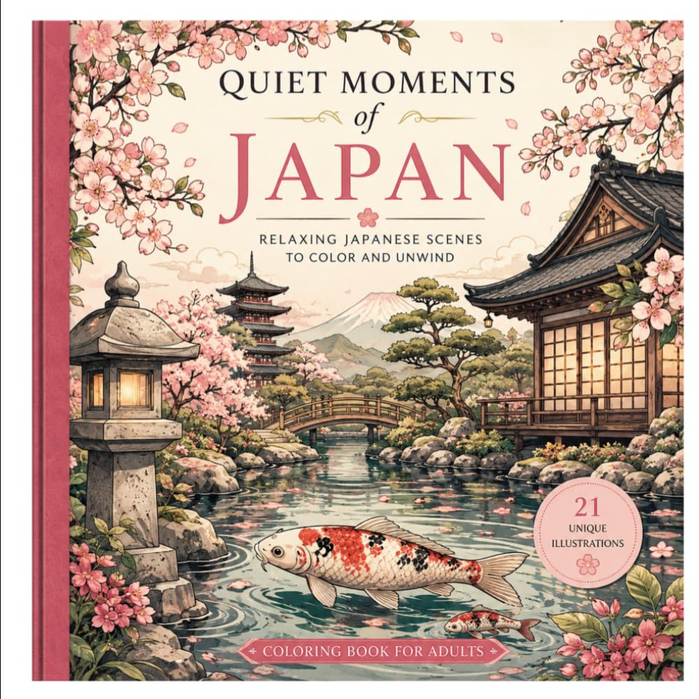 Quiet Moments of Japan: Relaxing Japanese Scenes to Color and Unwind