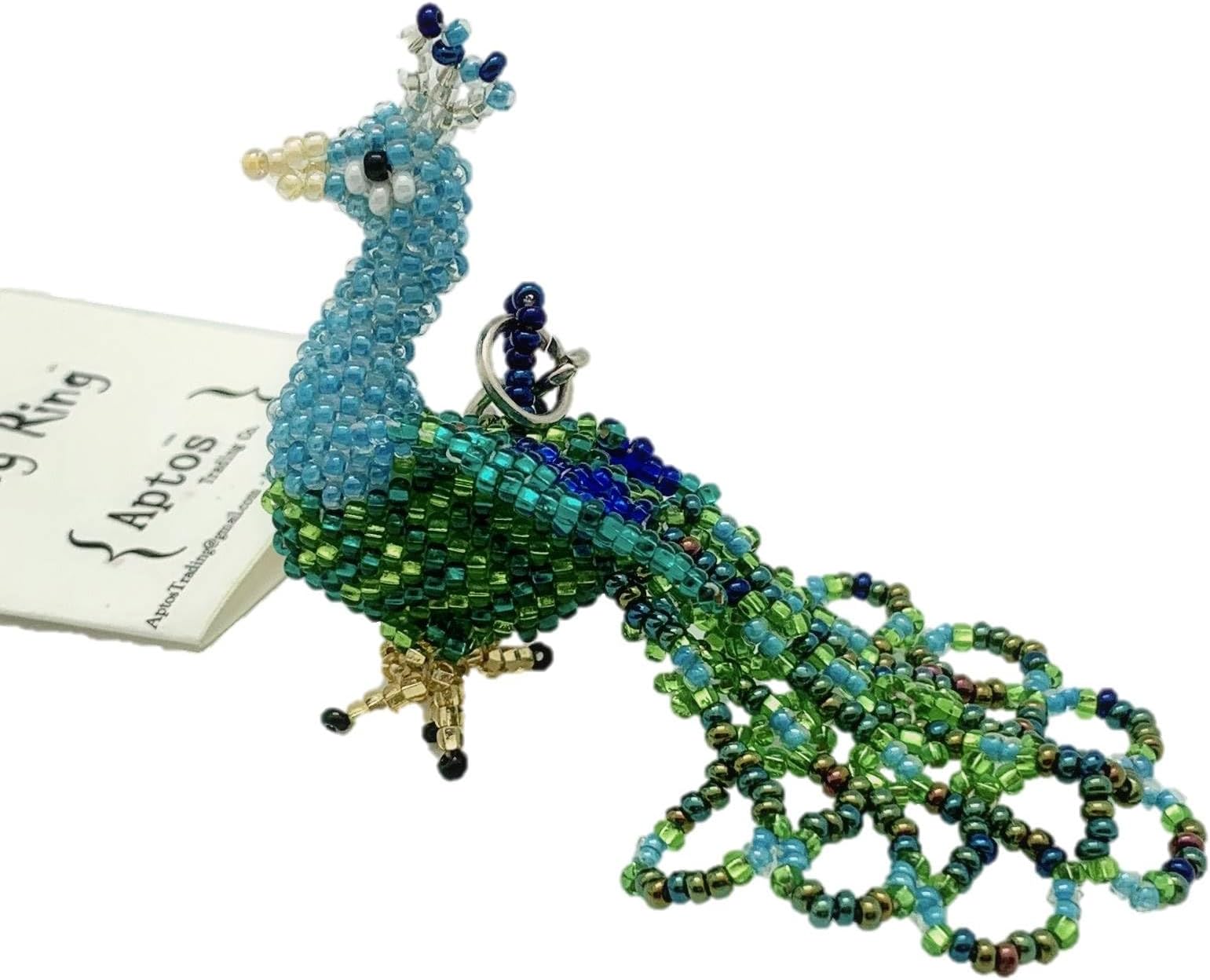 Aptos Trading Company Adorable Handcrafted Peacock Key Chain/Backpack Charm/Purse Charm/Key Ring