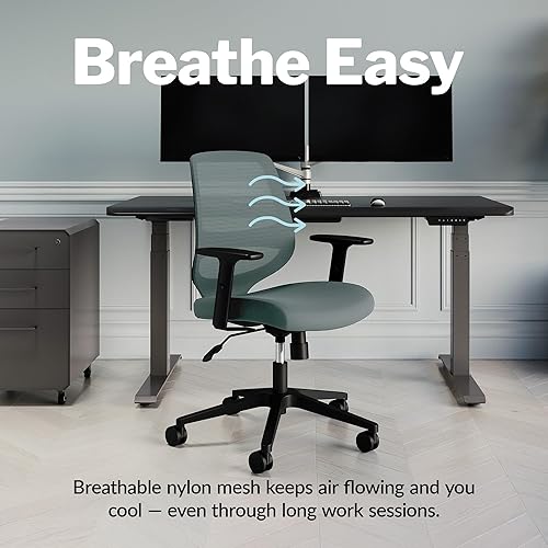 Miniatura 5 de Vari Silla de base, silla ergonómica de escritorio para oficina en casa + altura ajustable, inclinación y reposabrazos, malla transpirable, soporte