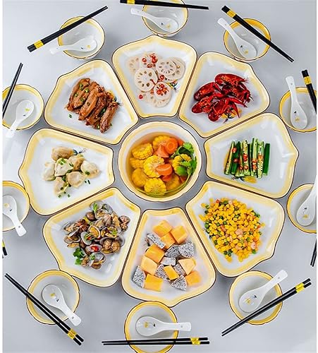 ZLXDP - Juego de vajilla de cerámica para platos combinados, vajilla de reunión, platillo, olla de sopa