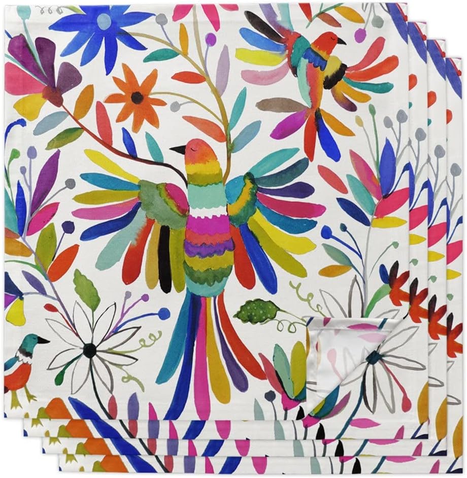 Colored Bird Table Napkins Cloth Set Handkerchief Wedding Party Placemat Birthday Banquet Tea