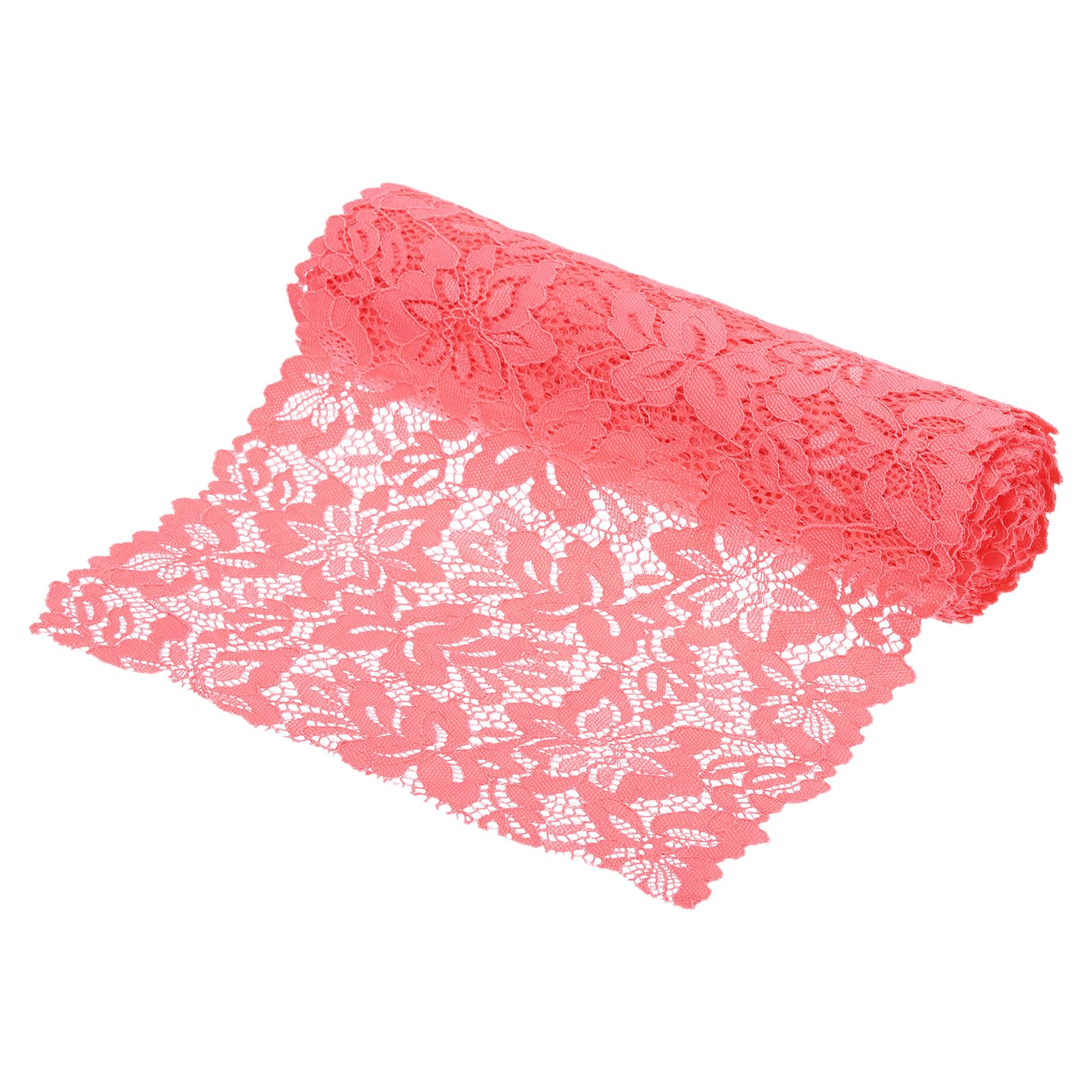 sourcing map 8.5 Inch Wide 3 Yard Lace Ribbon Floral Pattern Watermelon Red Lace Trim Ribbon Spandex and Nylon Lace Trim for Sewing Making, DIY Crafts, Gift Wrapping, Wedding Decor