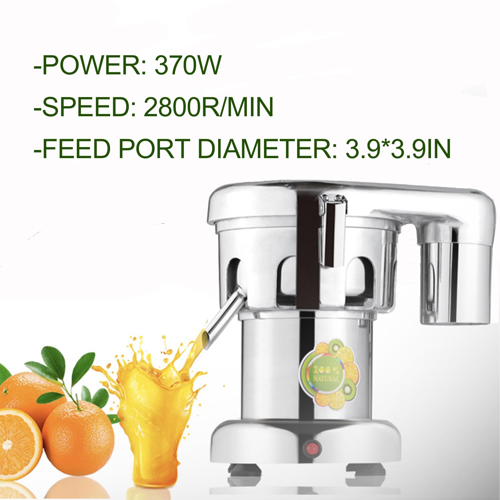 Electric Fruit Extractor, Commercial Easy Juicer Juice Extractor Machine, Stainless Steel Juice Maker, Centrifugal Vegetables Blender 2800r/min 370W for Restaurants