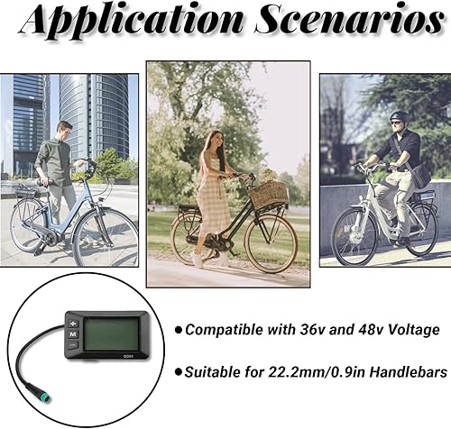 Miniatura 5 de Pantalla LCD eléctrica, velocímetro con interfaz de plástico de 5 pines, reemplazo de pantalla LCD GD01 de 36 V 48 V para manillar de 0.874 in/0.87