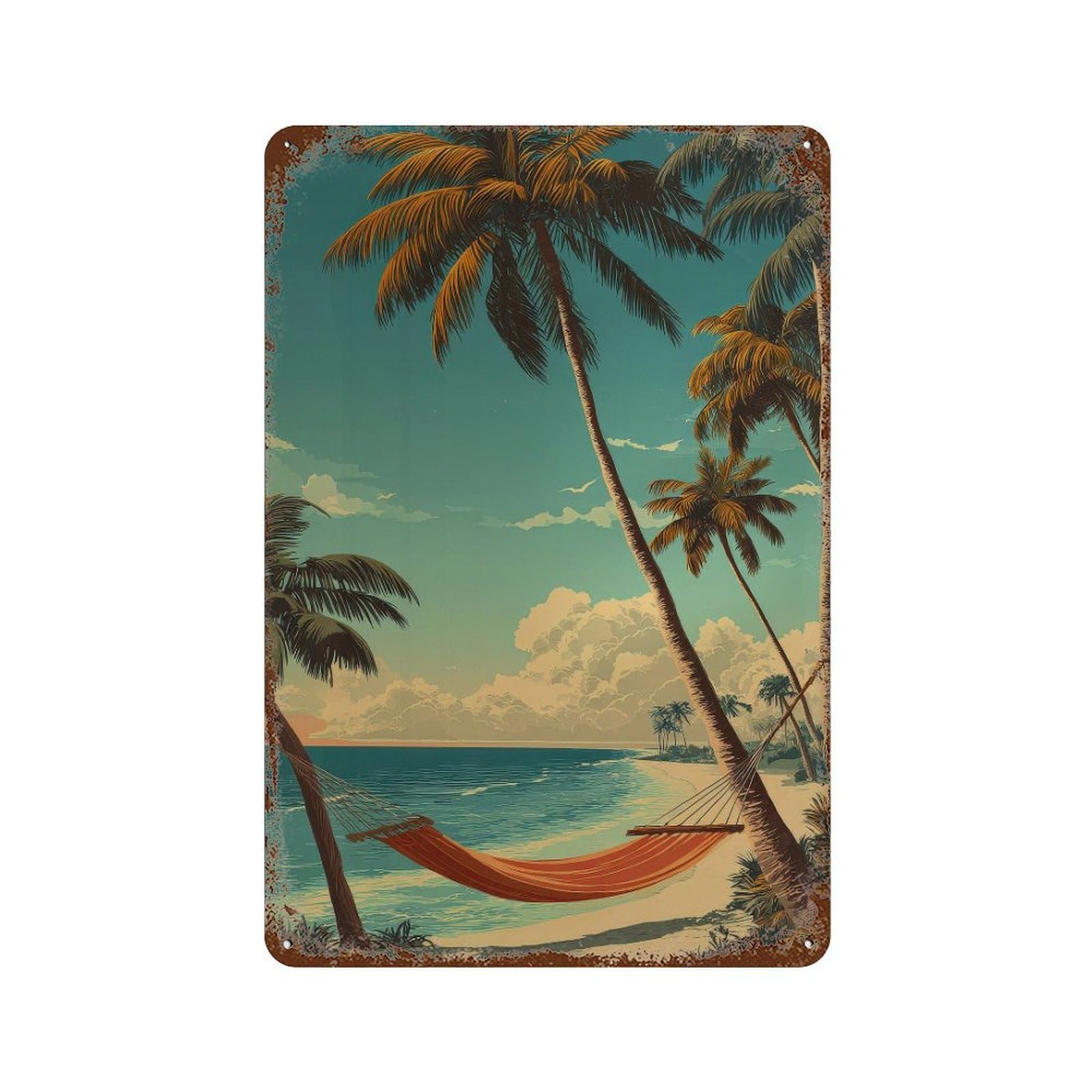 xiaoxiaoshen Tropical Palm Trees. Beach Sunset Wall Decor Art Metal Tin Poster Modern Home Decor Art Home Bar Shop Decorations Vintage Sign 30x20cm