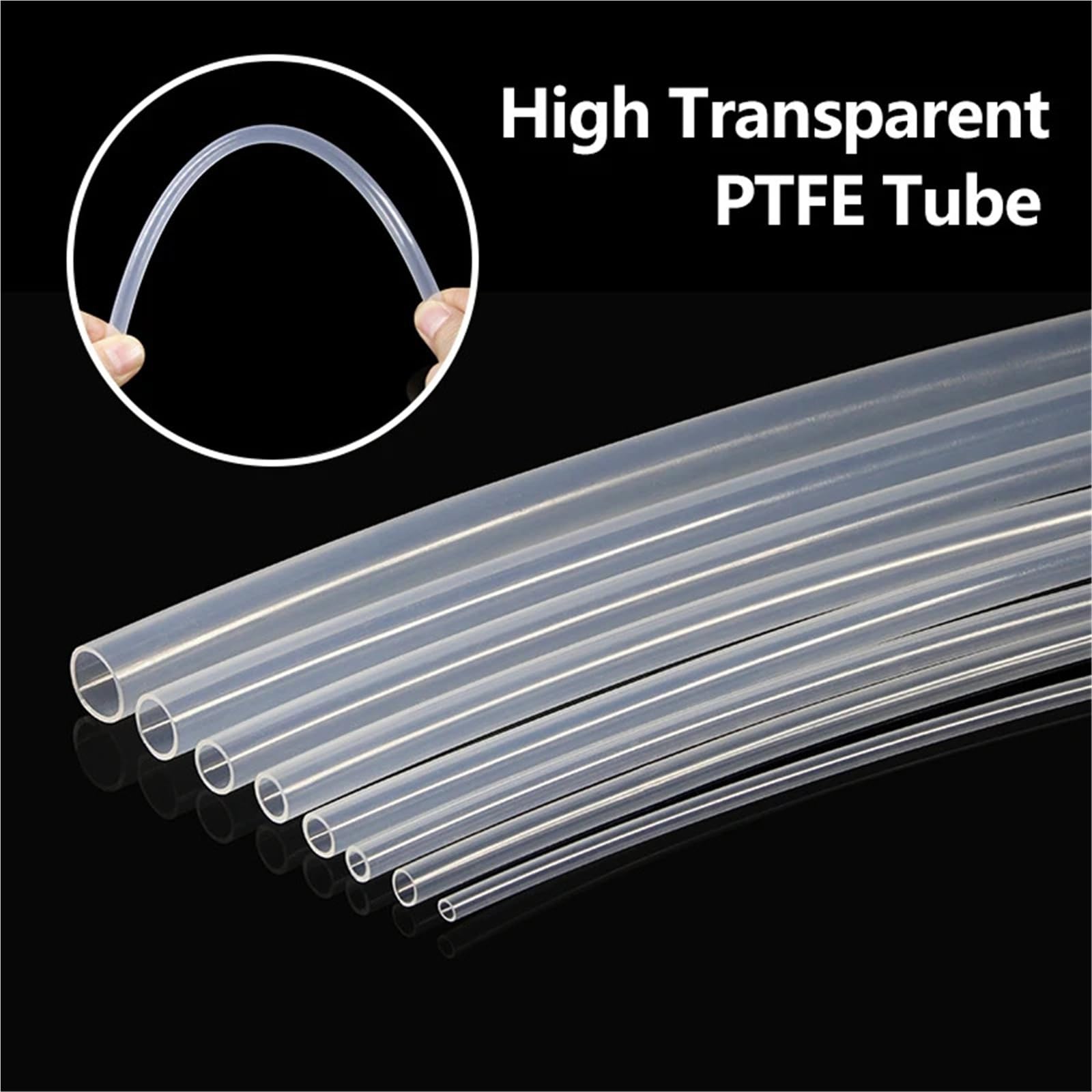 PTFE Tubo Piezas de conexión de impresora 3D de tubo rígido con cabezal en J de extrusora aislada FEP | 1/2/3/4/5/6/7/8/9/10 mm Alta temperatura(5 meters,ID 2mm x OD 3.0mm)