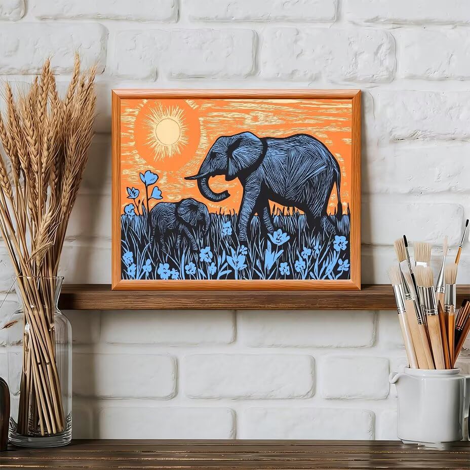 Pintar por numeros adultos elefante África kit de pintura por números cuadros DIY 50 x 70 cm 3