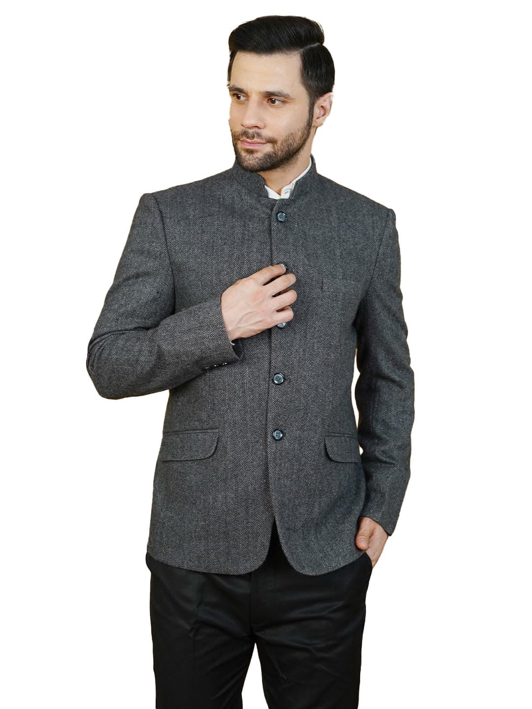 Mens Tweed Wool Bandhgala