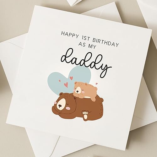 TEEMI - Feliz primer cumpleaños como mi papá, lindo osotarjeta de primer cumpleaños para papá, bonita tarjeta de cumpleañostarjeta de felicitación